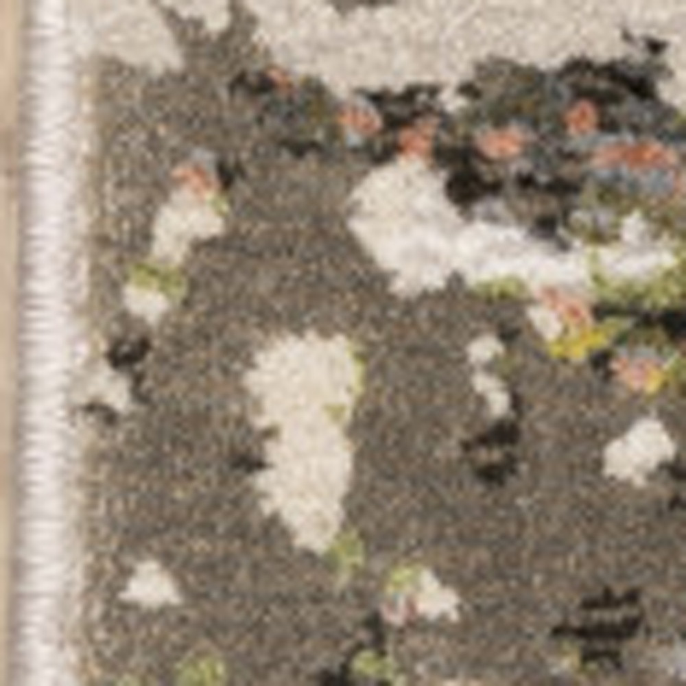 8" X 11" Grey Green Gold Blue And Beige Abstract Power Loom Stain Resistant Area Rug