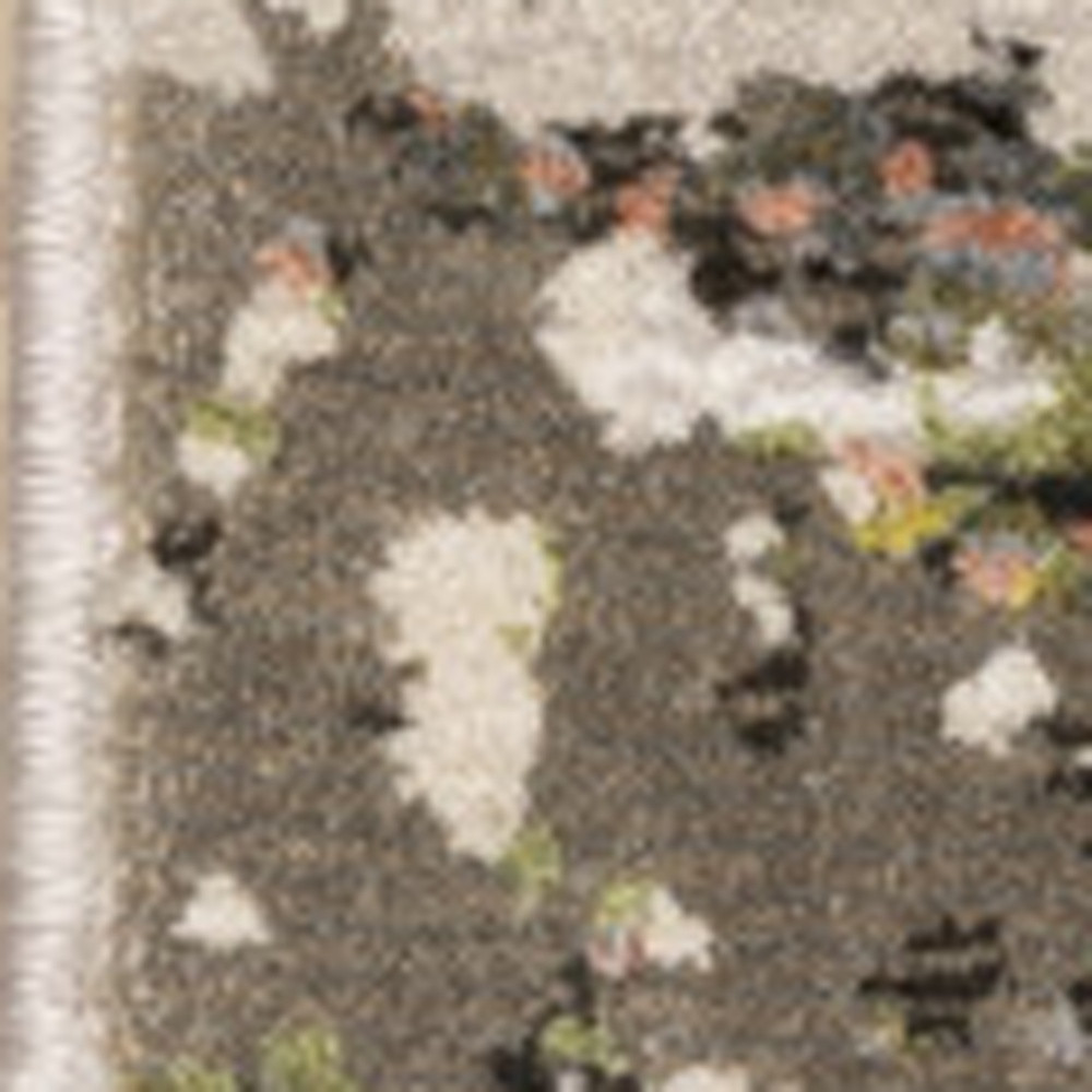 10" X 13" Grey Green Gold Blue And Beige Abstract Power Loom Stain Resistant Area Rug