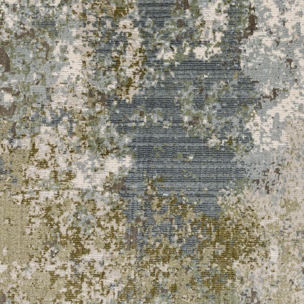 5" X 8" Blue Grey Green And Beige Abstract Power Loom Stain Resistant Area Rug