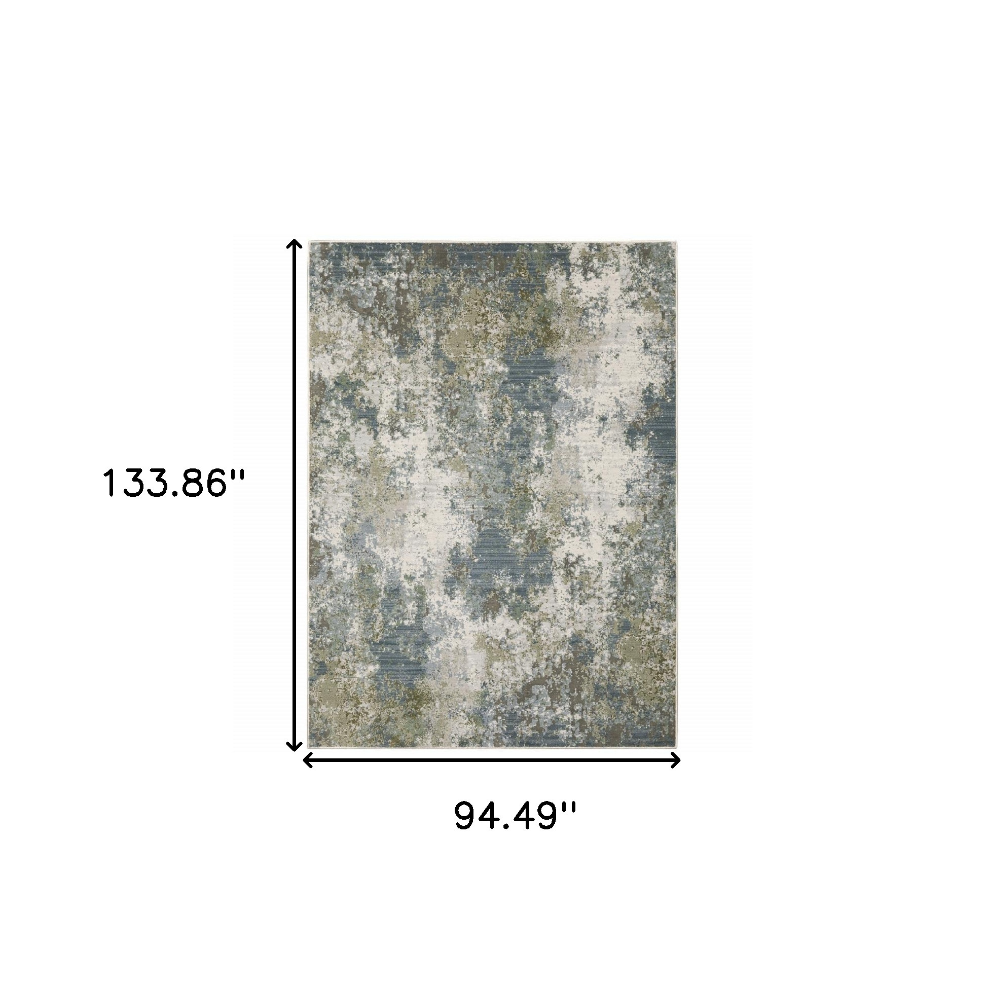 8" X 11" Blue Grey Green And Beige Abstract Power Loom Stain Resistant Area Rug