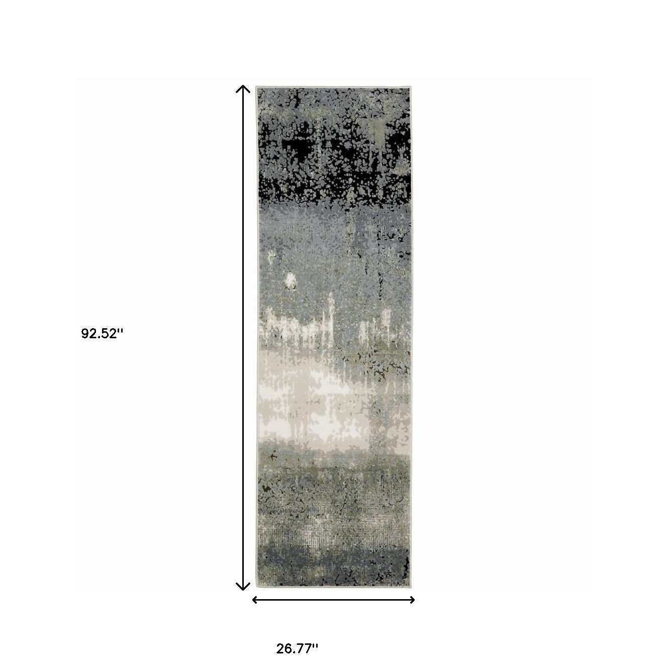 2" X 8" Blue Green Grey And Beige Abstract Power Loom Stain Resistant Runner Rug