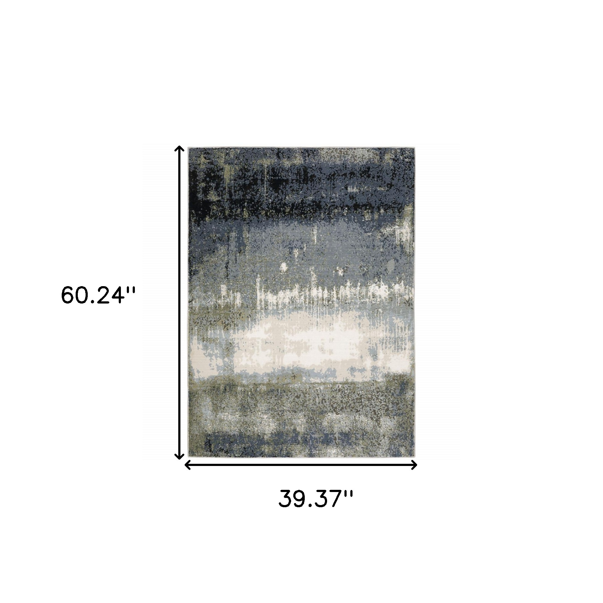 3" X 5" Blue Green Grey And Beige Abstract Power Loom Stain Resistant Area Rug