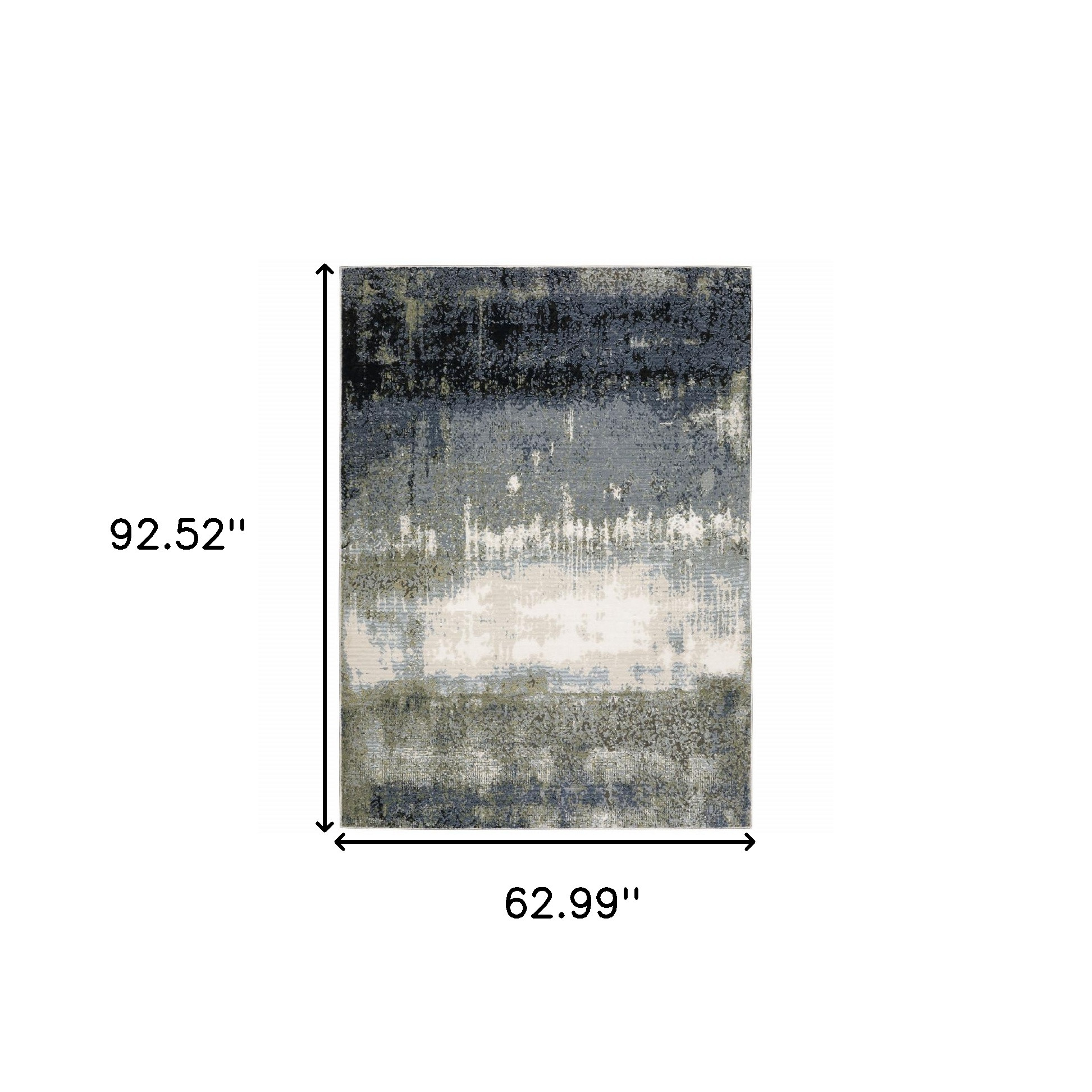 5" X 8" Blue Green Grey And Beige Abstract Power Loom Stain Resistant Area Rug