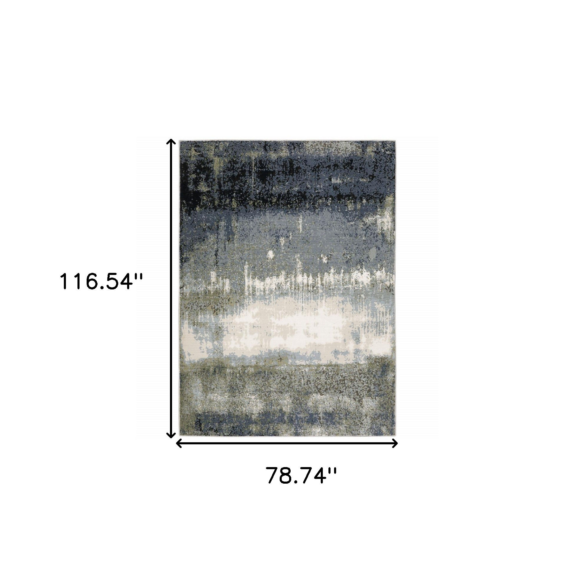 7" X 10" Gray and Ivory Abstract Power Loom Area Rug