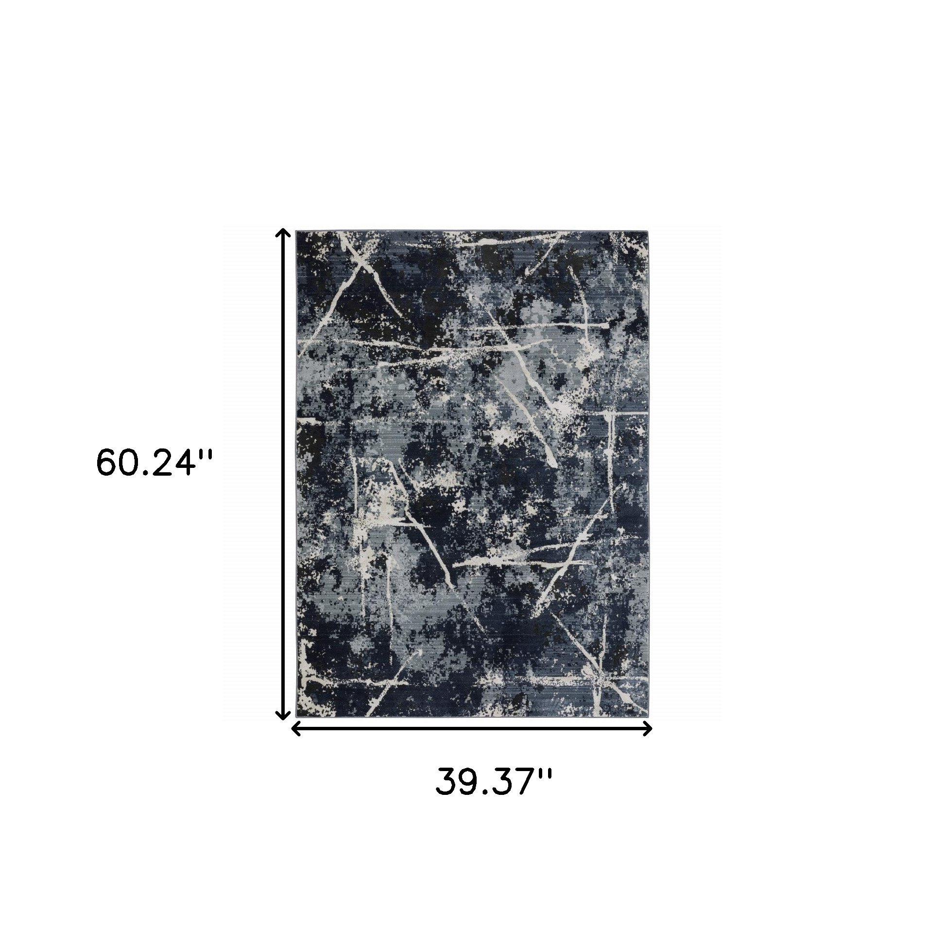 3" X 5" Blue Grey And Beige Abstract Power Loom Stain Resistant Area Rug