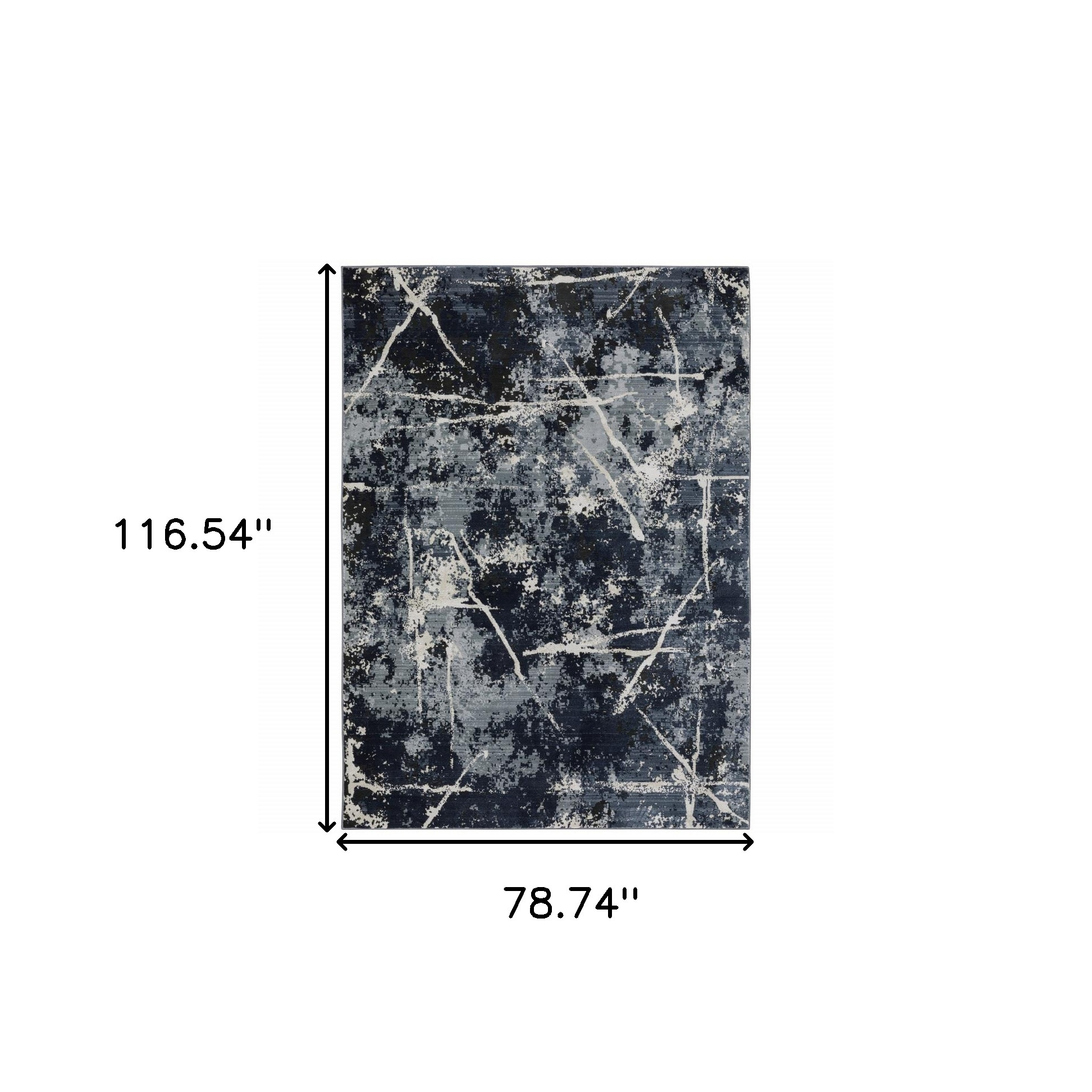 7" X 10" Black and Ivory Abstract Power Loom Area Rug