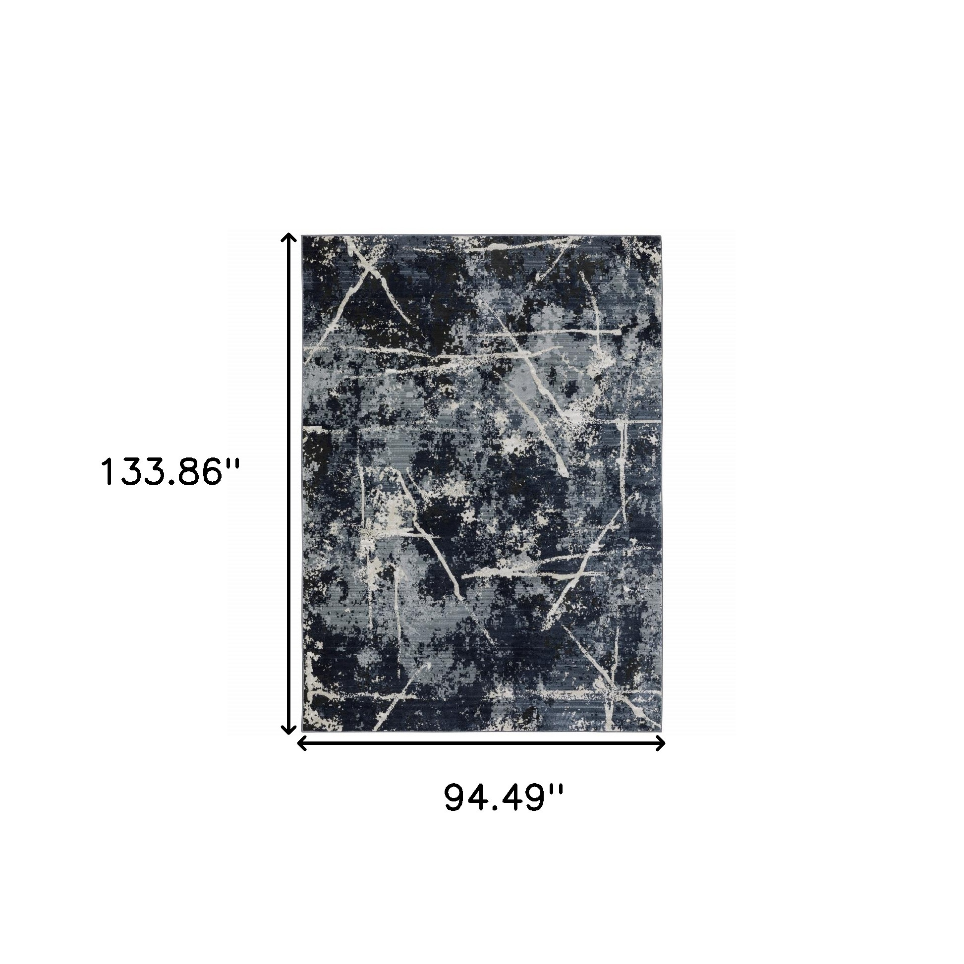 8" X 11" Blue Grey And Beige Abstract Power Loom Stain Resistant Area Rug