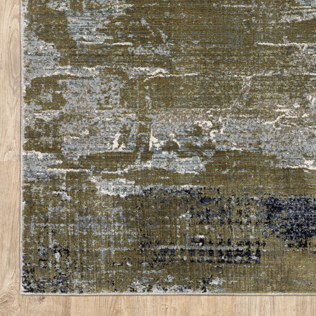 5" X 8" Blue And Green Abstract Power Loom Area Rug