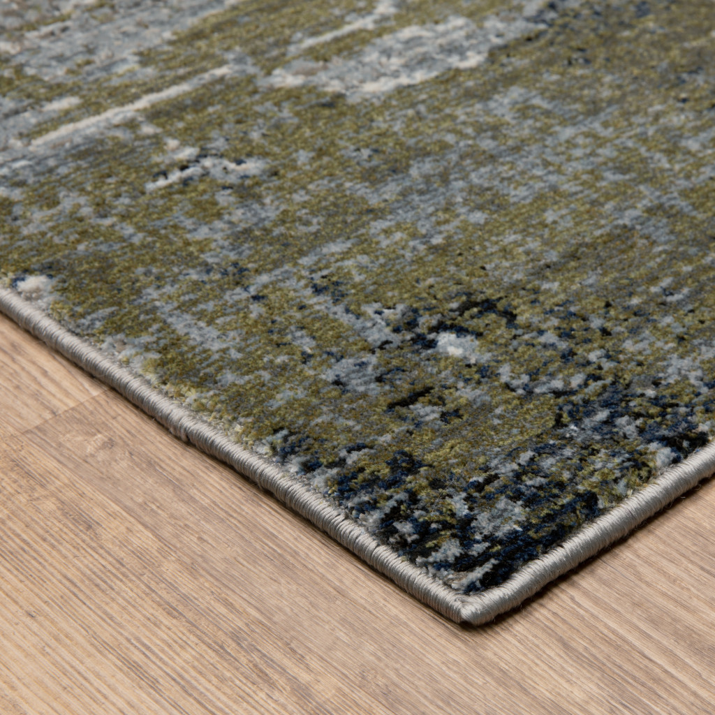 6" X 9" Blue And Green Abstract Power Loom Area Rug
