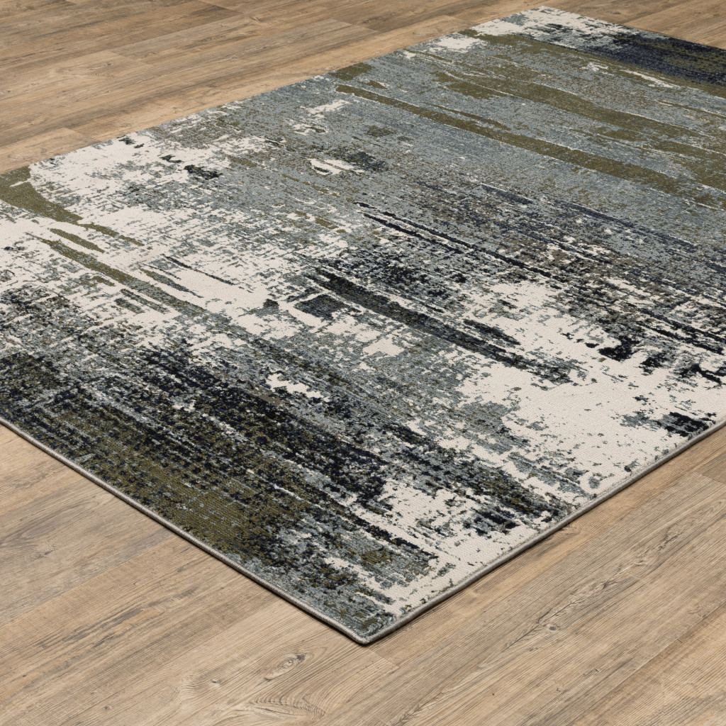6" X 9" Blue And Green Abstract Power Loom Area Rug