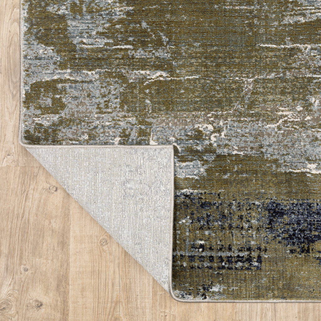 6" X 9" Blue And Green Abstract Power Loom Area Rug