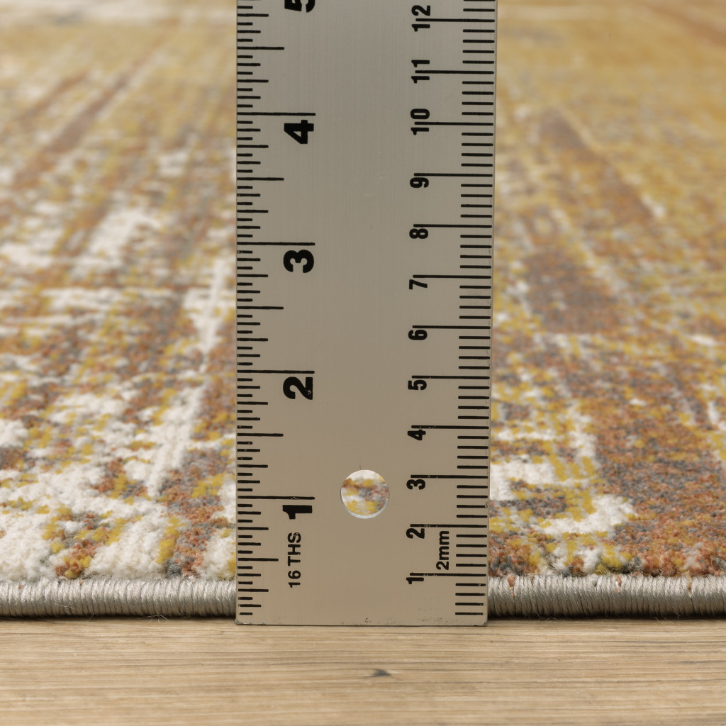 3" X 5" Gold Brown Rust Grey Blue And Beige Abstract Power Loom Stain Resistant Area Rug