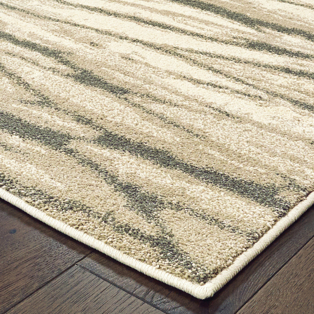 2 X 3 Ivory Sand And Ash Abstract Power Loom Stain Resistant Area Rug