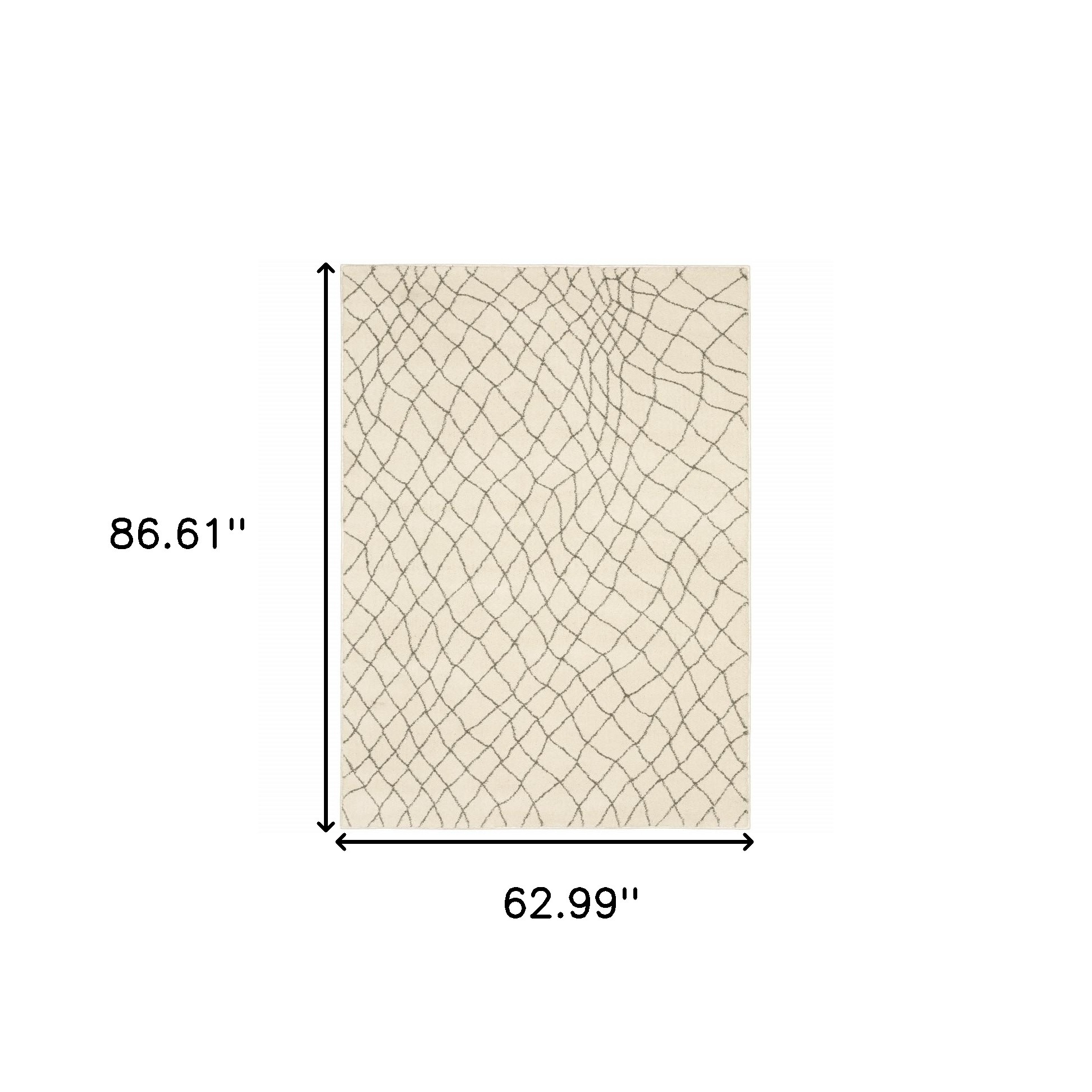 5" X 7" Ivory And Grey Geometric Power Loom Stain Resistant Area Rug
