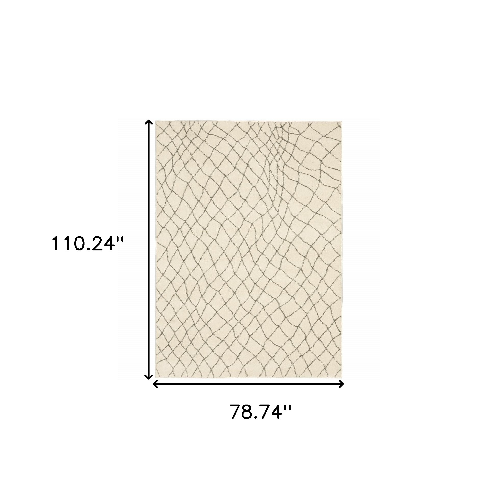 6" X 9" Ivory And Grey Geometric Power Loom Stain Resistant Area Rug