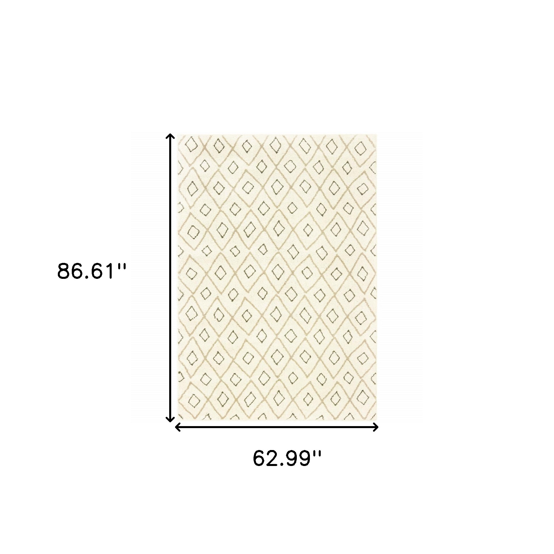 5" X 7" Sand Ash Grey And Ivory Geometric Power Loom Stain Resistant Area Rug