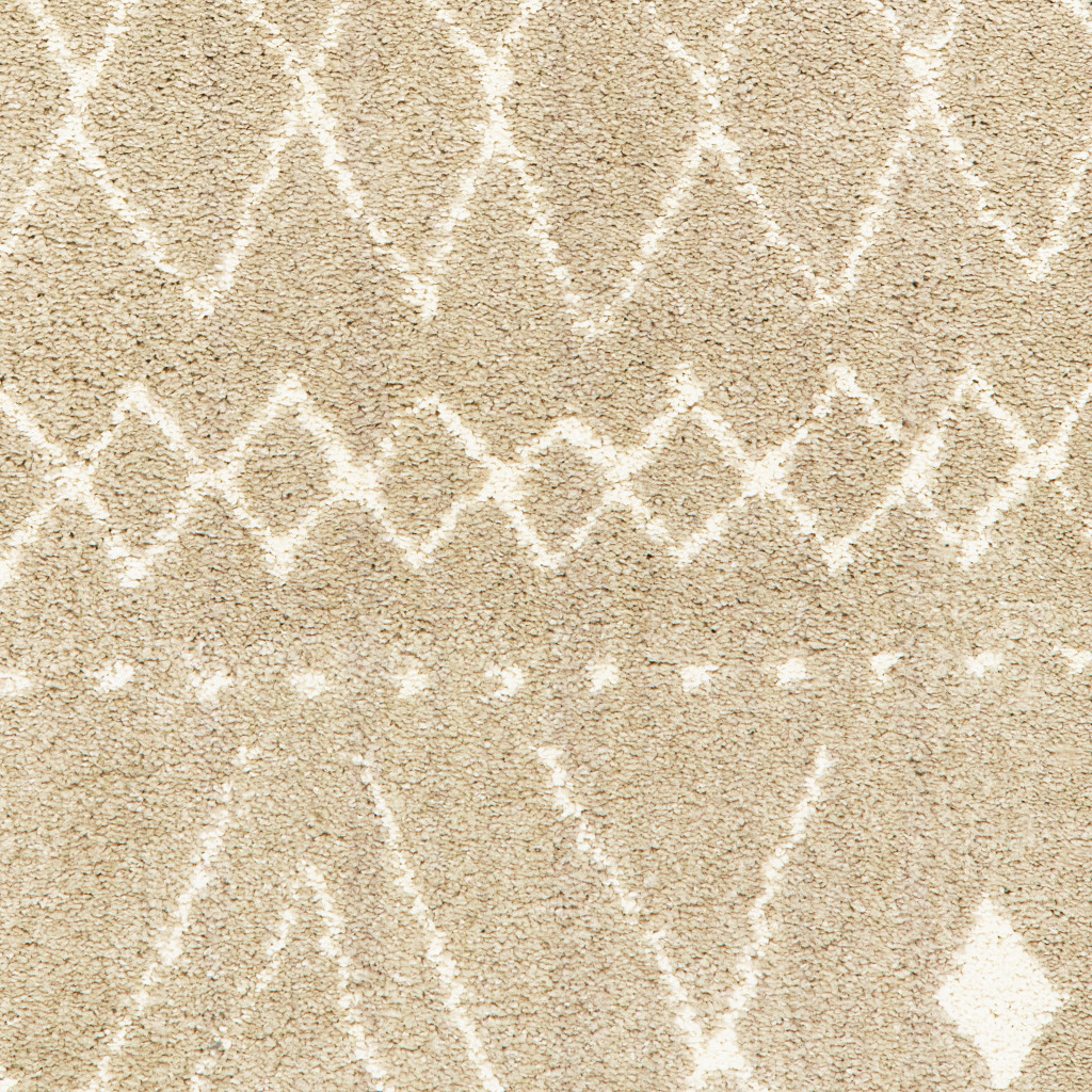 8" X 10" Sand And Ivory Geometric Power Loom Stain Resistant Area Rug