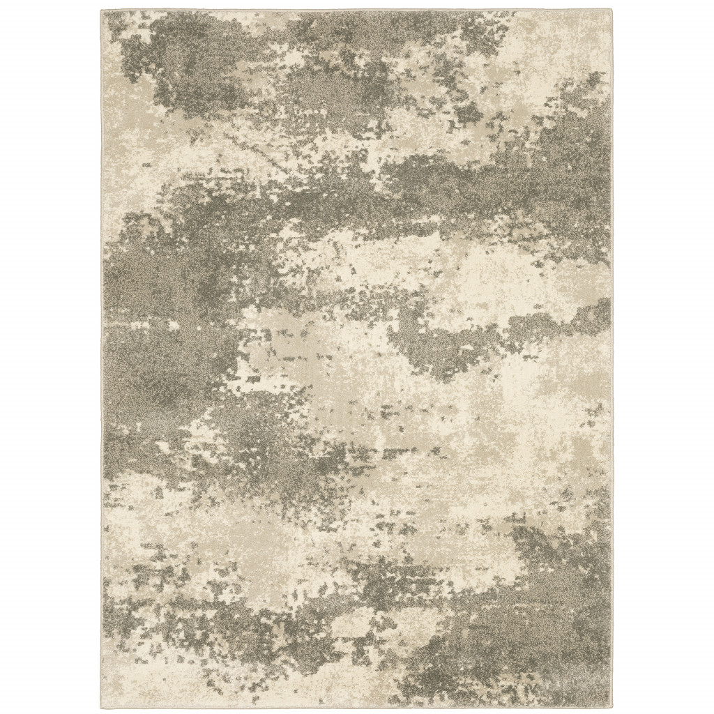 2 X 3 Beige And grey Abstract Power Loom Stain Resistant Area Rug