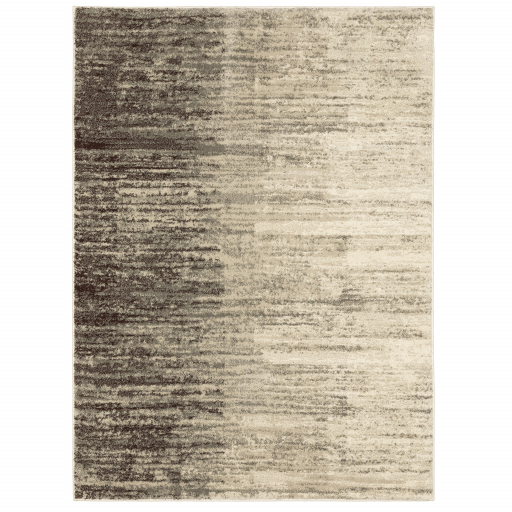 2 X 3 Beige And grey Abstract Power Loom Stain Resistant Area Rug