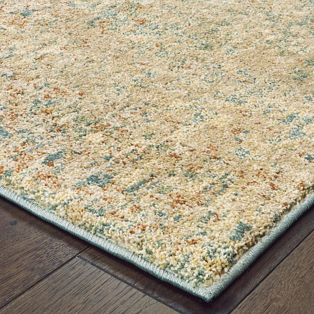 5 X 7 Foam Blue Pumpkin And golden Yellow Abstract Power Loom Stain Resistant Area Rug