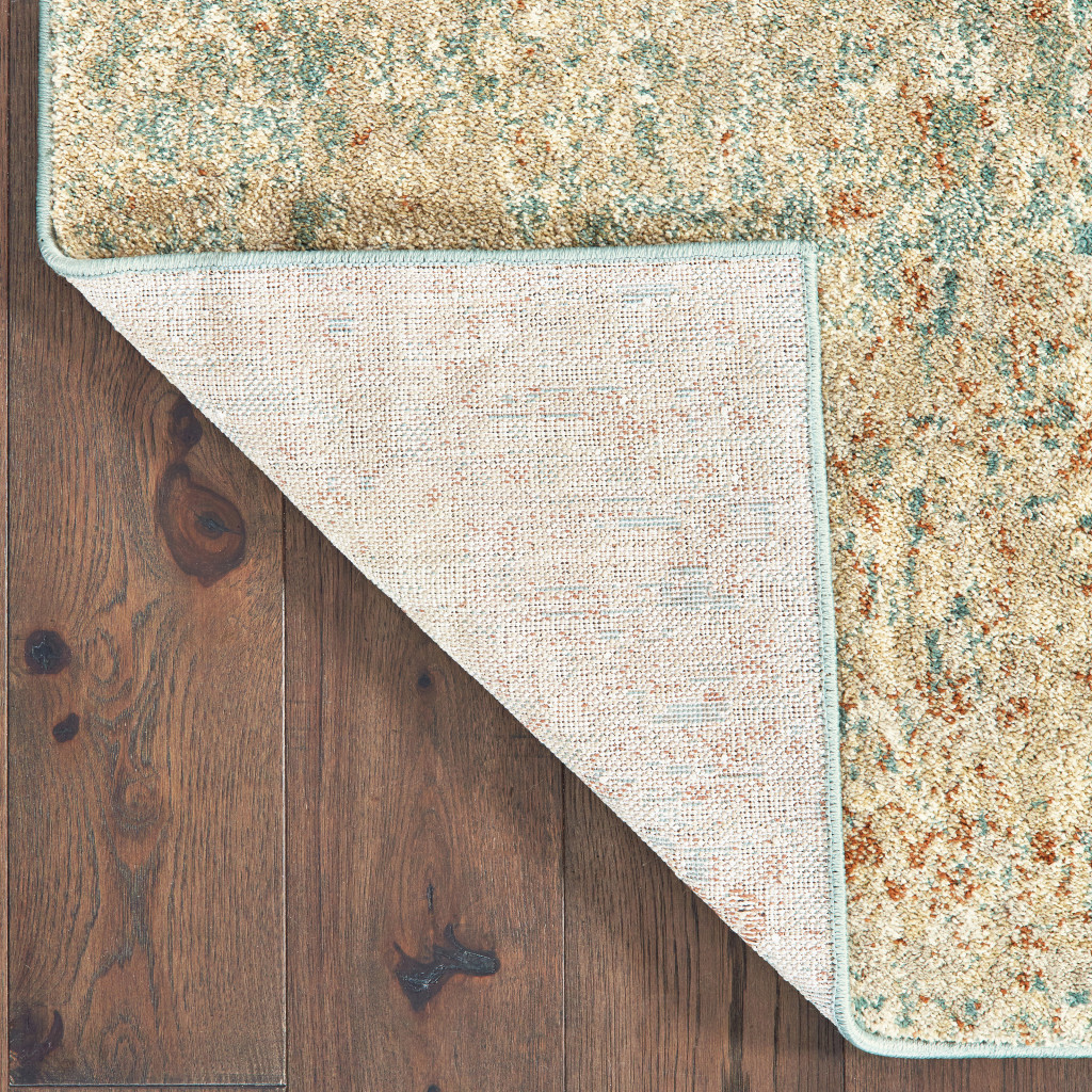 6" X 9" Foam Blue Pumpkin And Golden Yellow Abstract Power Loom Stain Resistant Area Rug