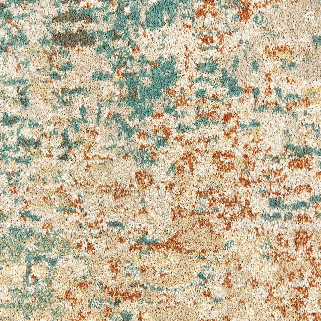 6" X 9" Foam Blue Pumpkin And Golden Yellow Abstract Power Loom Stain Resistant Area Rug