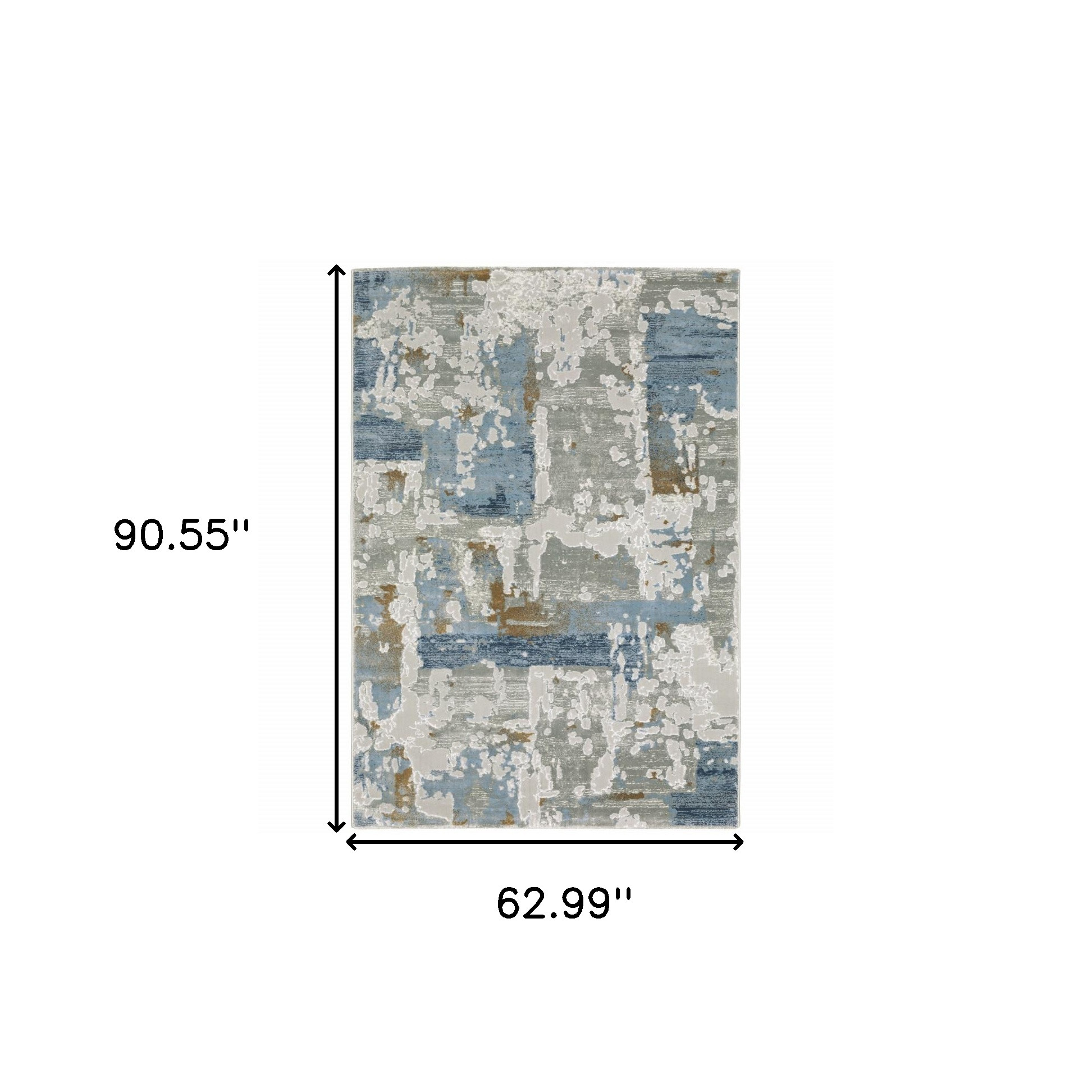 5" X 8" Grey Blue Navy Ivory And Brown Abstract Power Loom Stain Resistant Area Rug