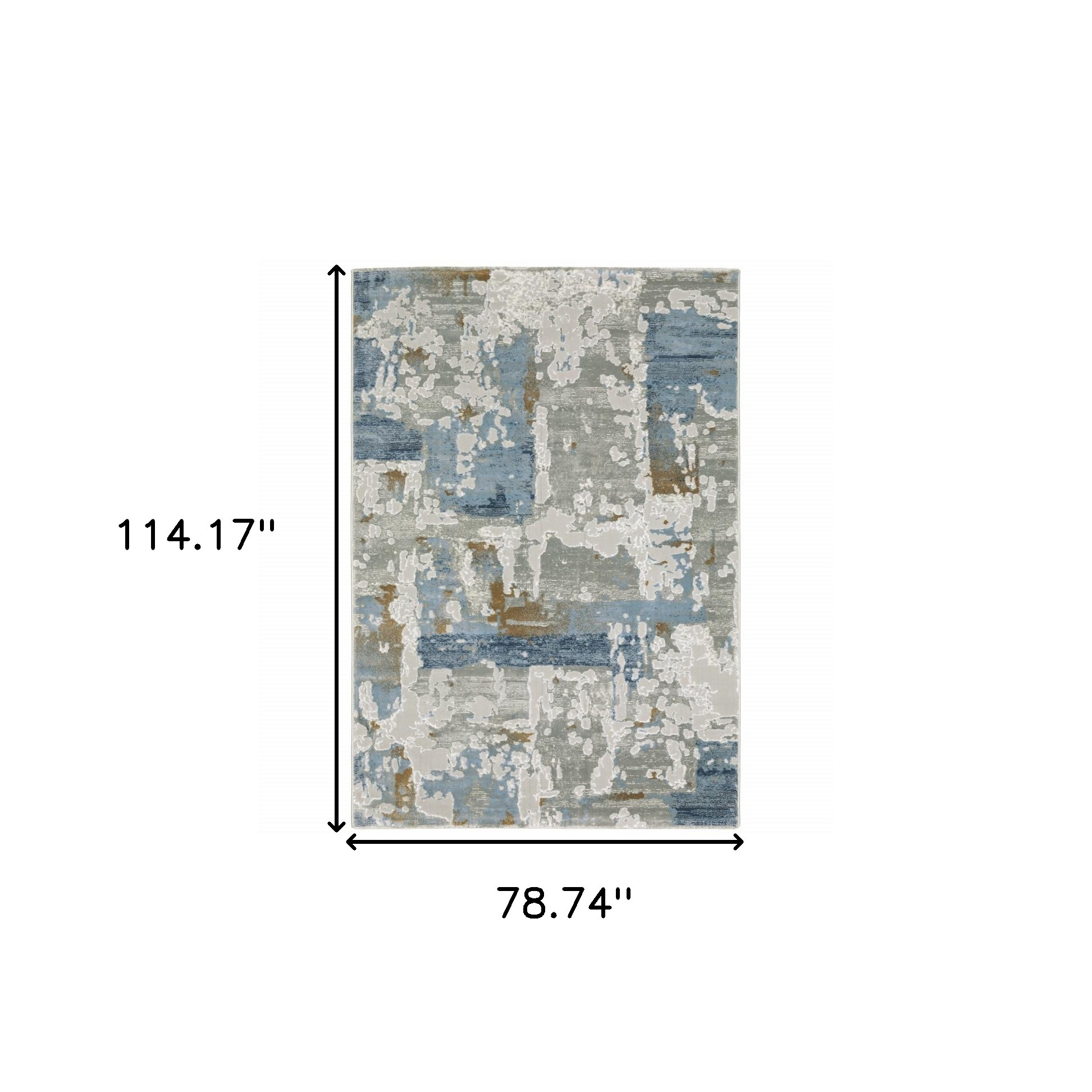 6" X 9" Grey Blue Navy Ivory And Brown Abstract Power Loom Stain Resistant Area Rug
