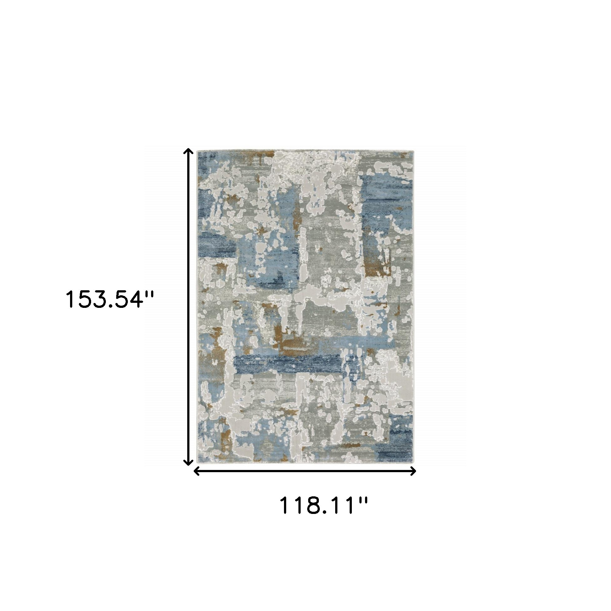 10" X 13" Grey Blue Navy Ivory And Brown Abstract Power Loom Stain Resistant Area Rug