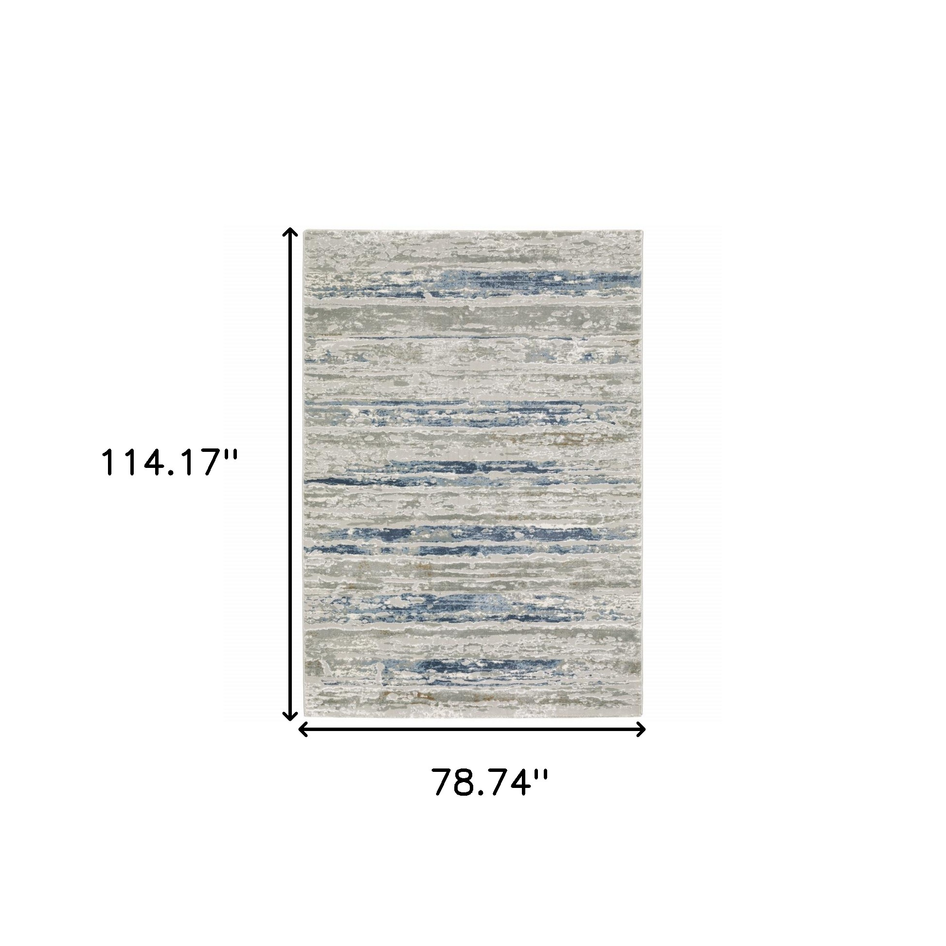 6" X 9" Blue Ivory Grey Light Blue And Brown Abstract Power Loom Stain Resistant Area Rug