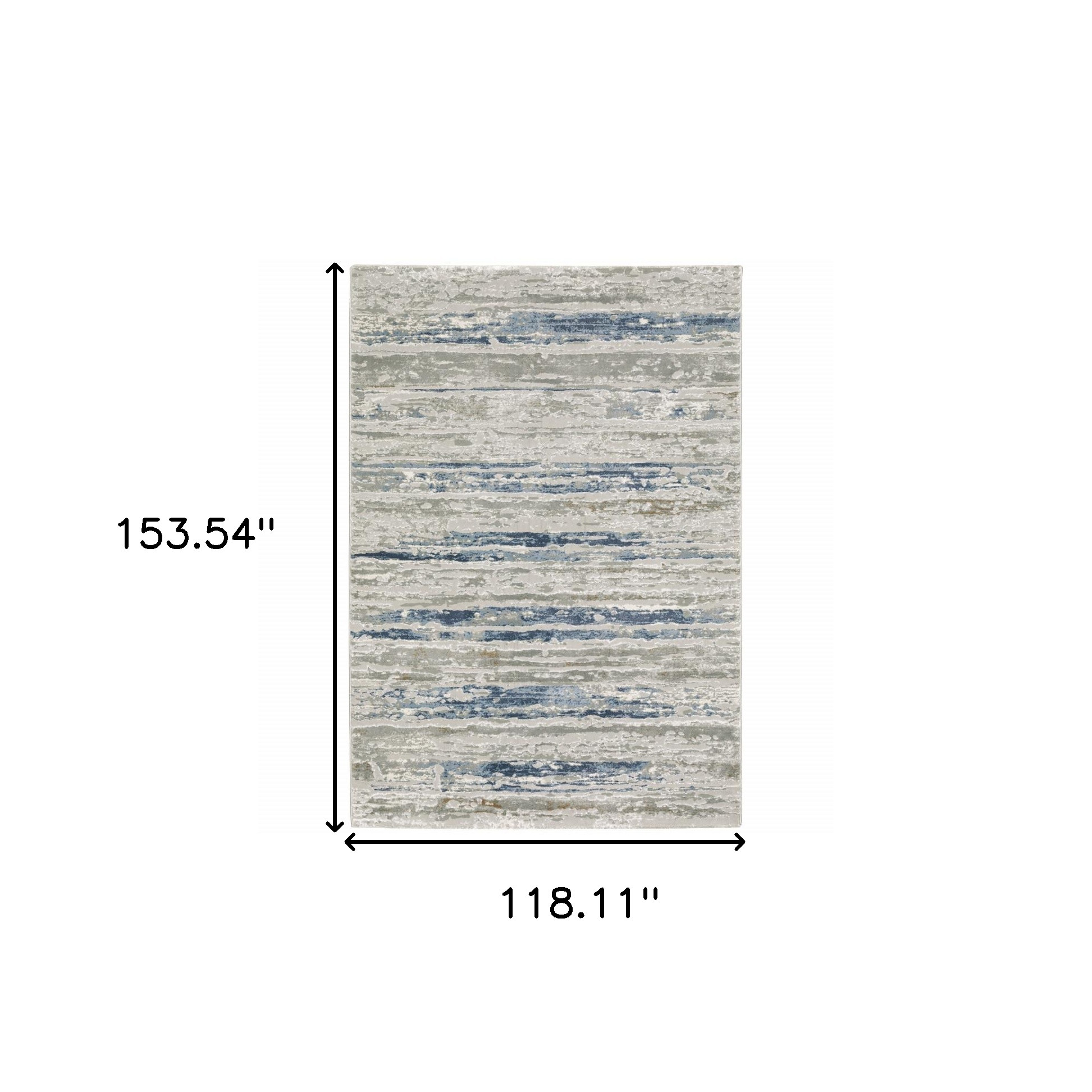 10" X 13" Blue Ivory Grey Light Blue And Brown Abstract Power Loom Stain Resistant Area Rug