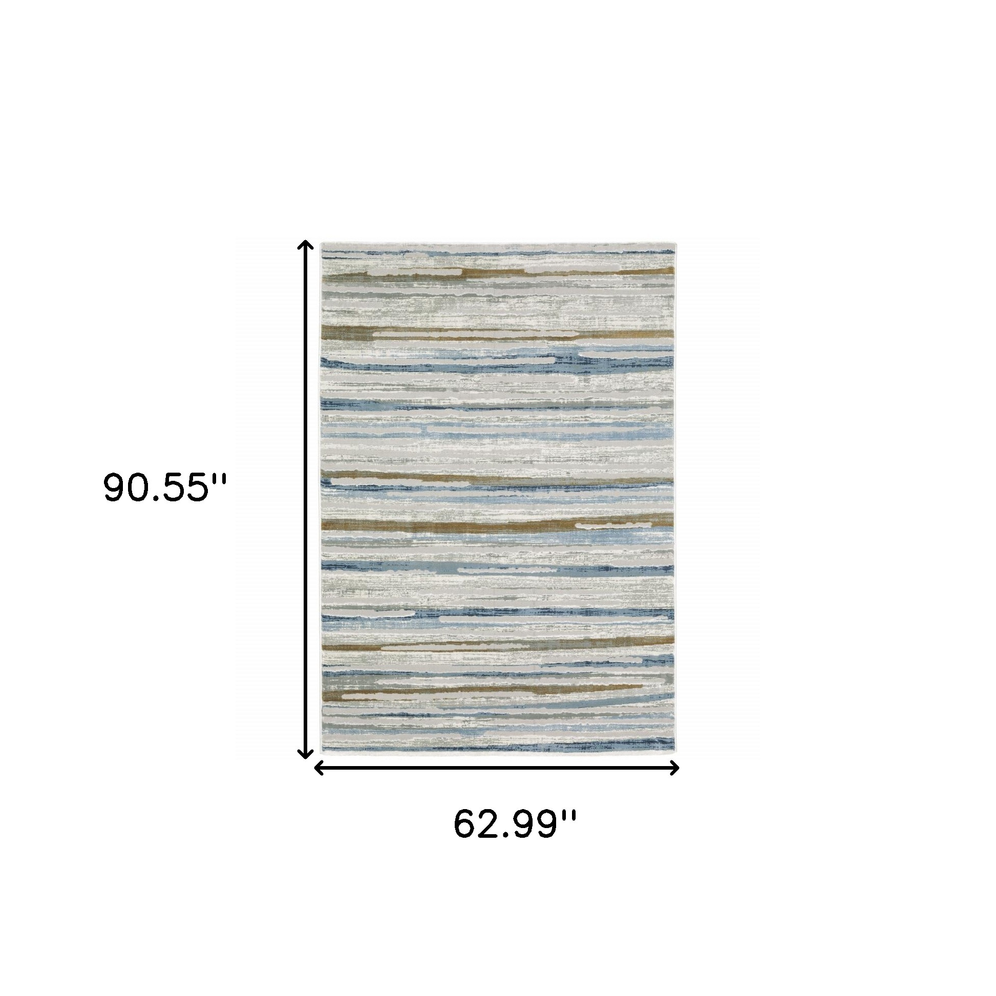 5" X 8" Grey Blue Ivory Brown Beige And Navy Abstract Power Loom Stain Resistant Area Rug