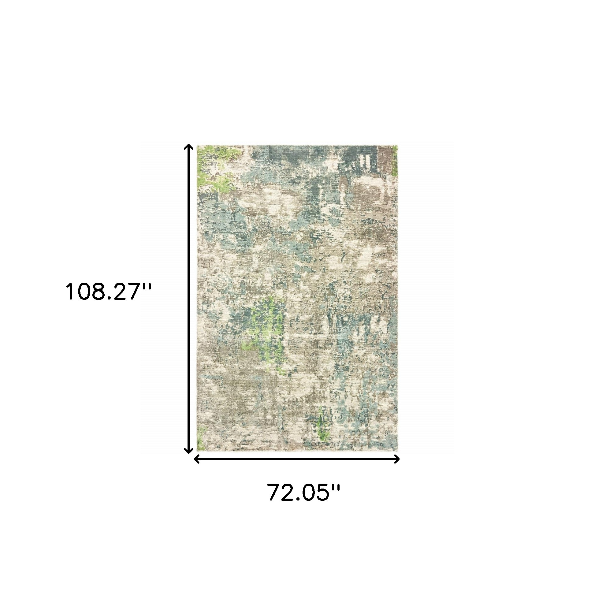 6" X 9" Blue And Green Abstract Hand Loomed Stain Resistant Area Rug
