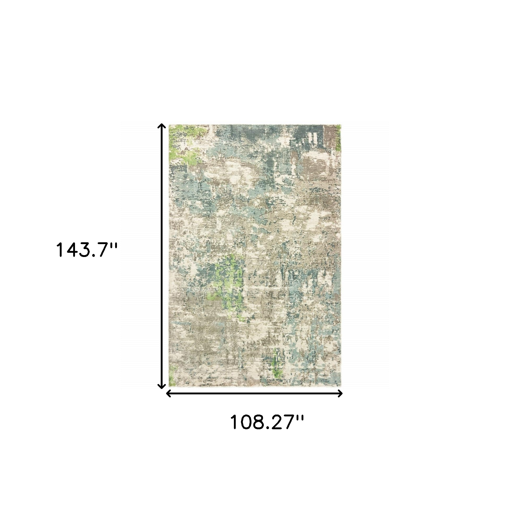 9" X 12" Blue And Green Abstract Hand Loomed Stain Resistant Area Rug
