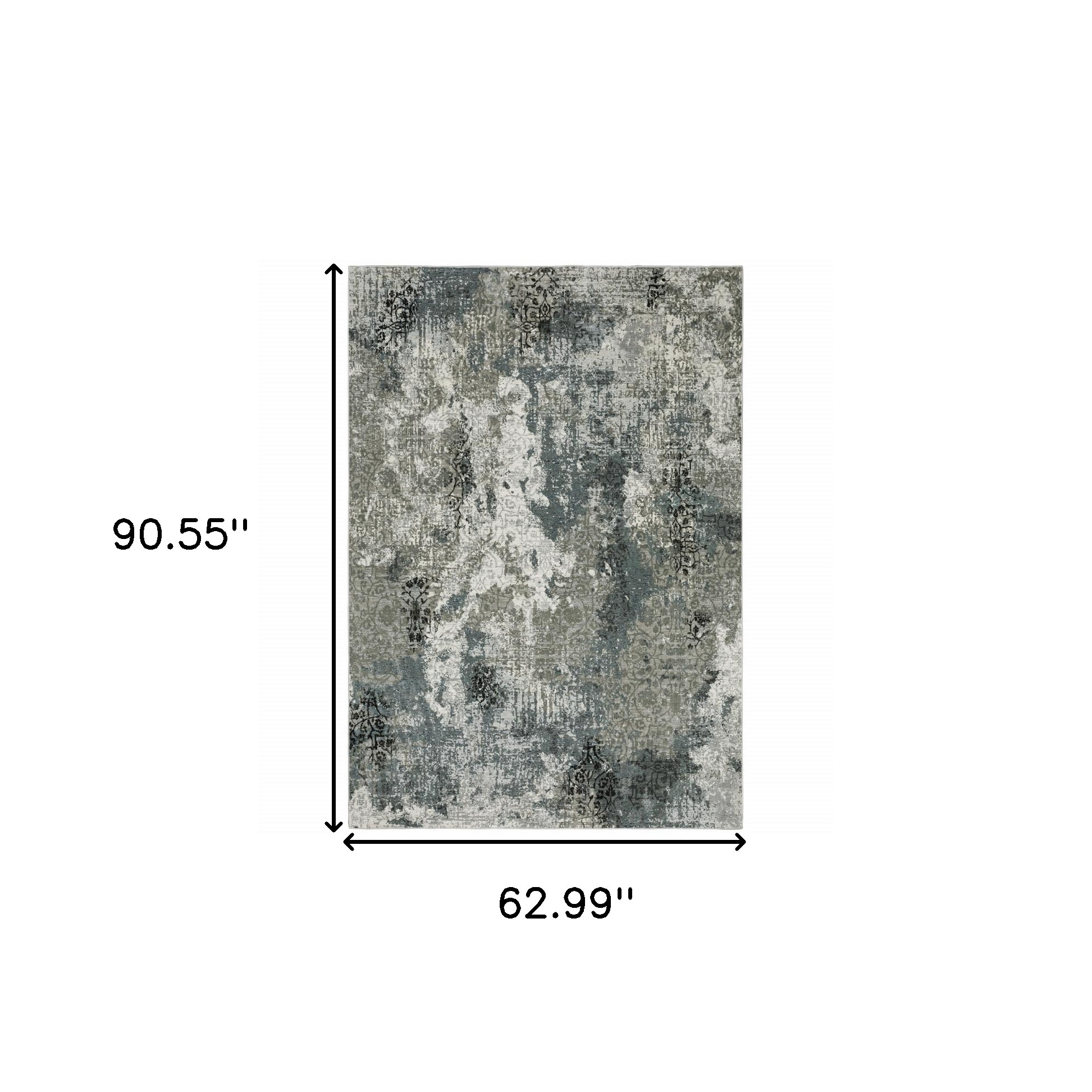 5" X 8" Gray and Ivory Abstract Power Loom Area Rug