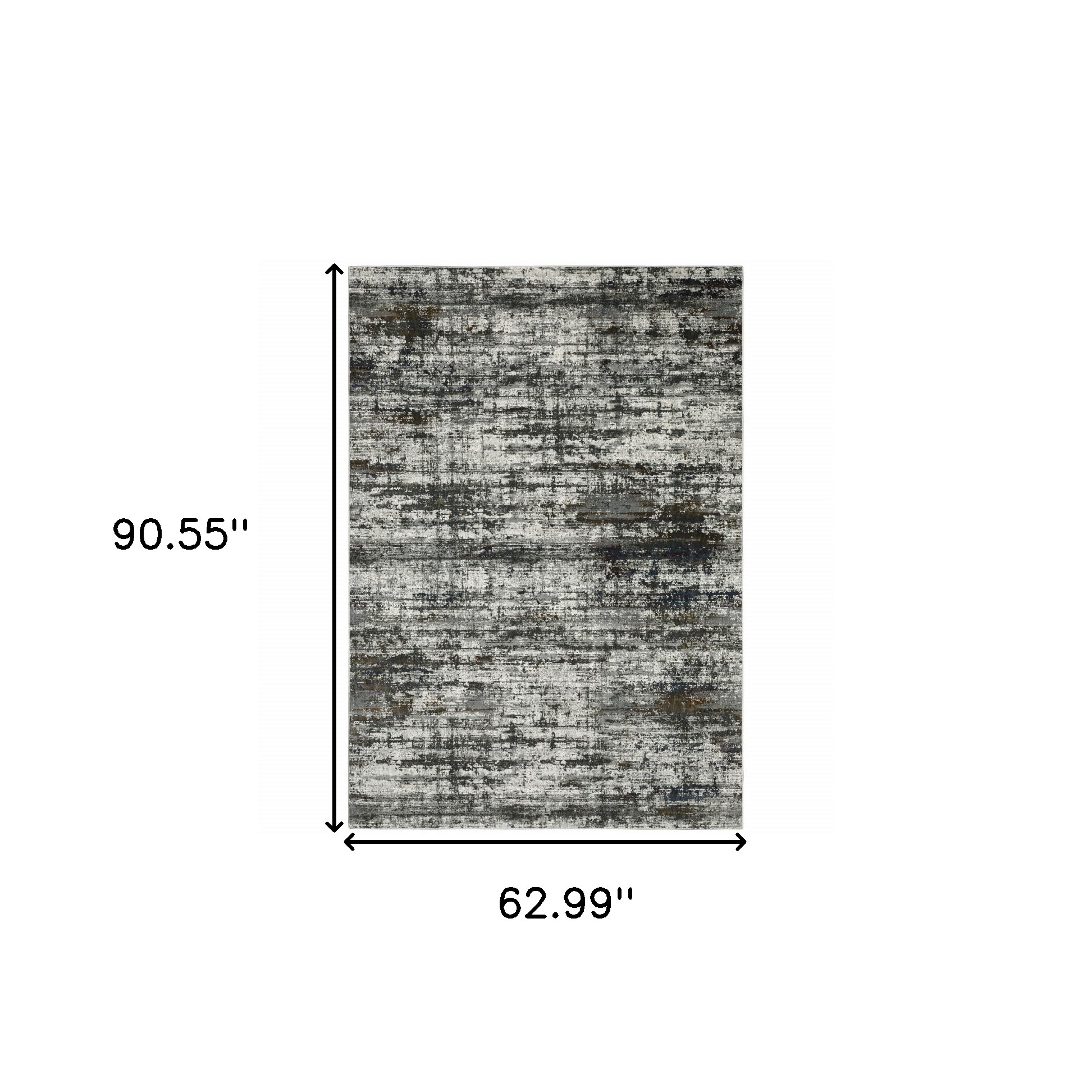 5" X 8" Ivory and Black Abstract Power Loom Area Rug