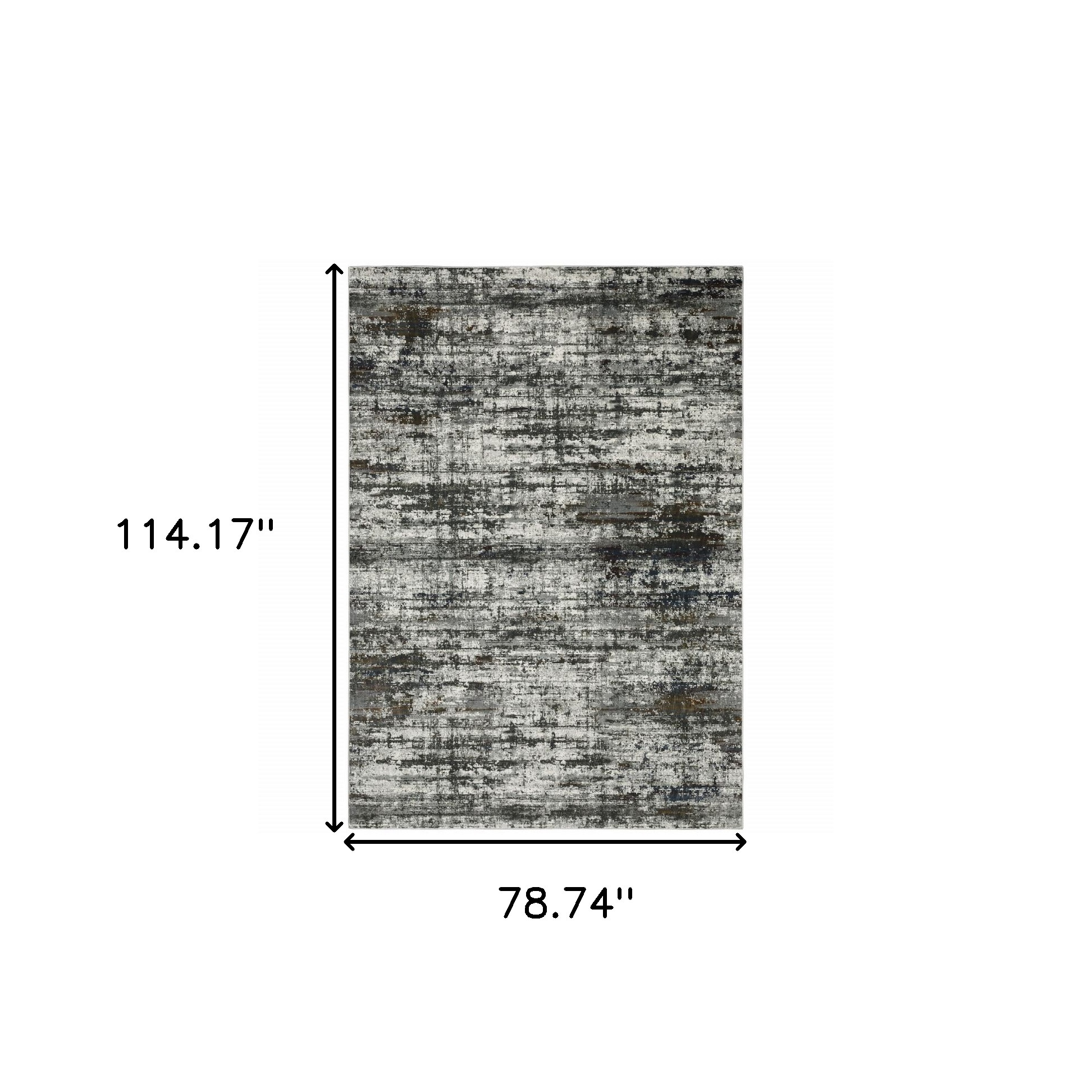 6" X 9" Ivory Charcoal Grey Blue Rust And Brown Abstract Power Loom Stain Resistant Area Rug