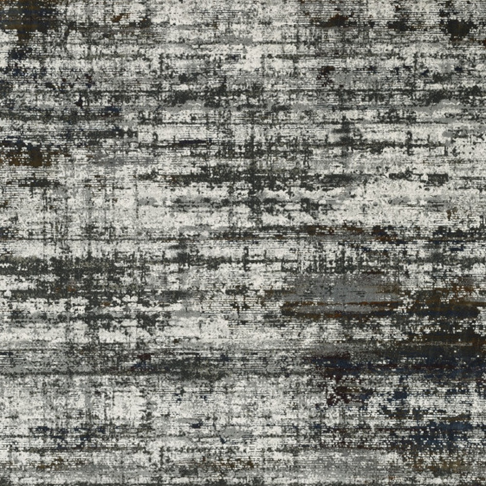 10" X 13" Ivory Charcoal Grey Blue Rust And Brown Abstract Power Loom Stain Resistant Area Rug