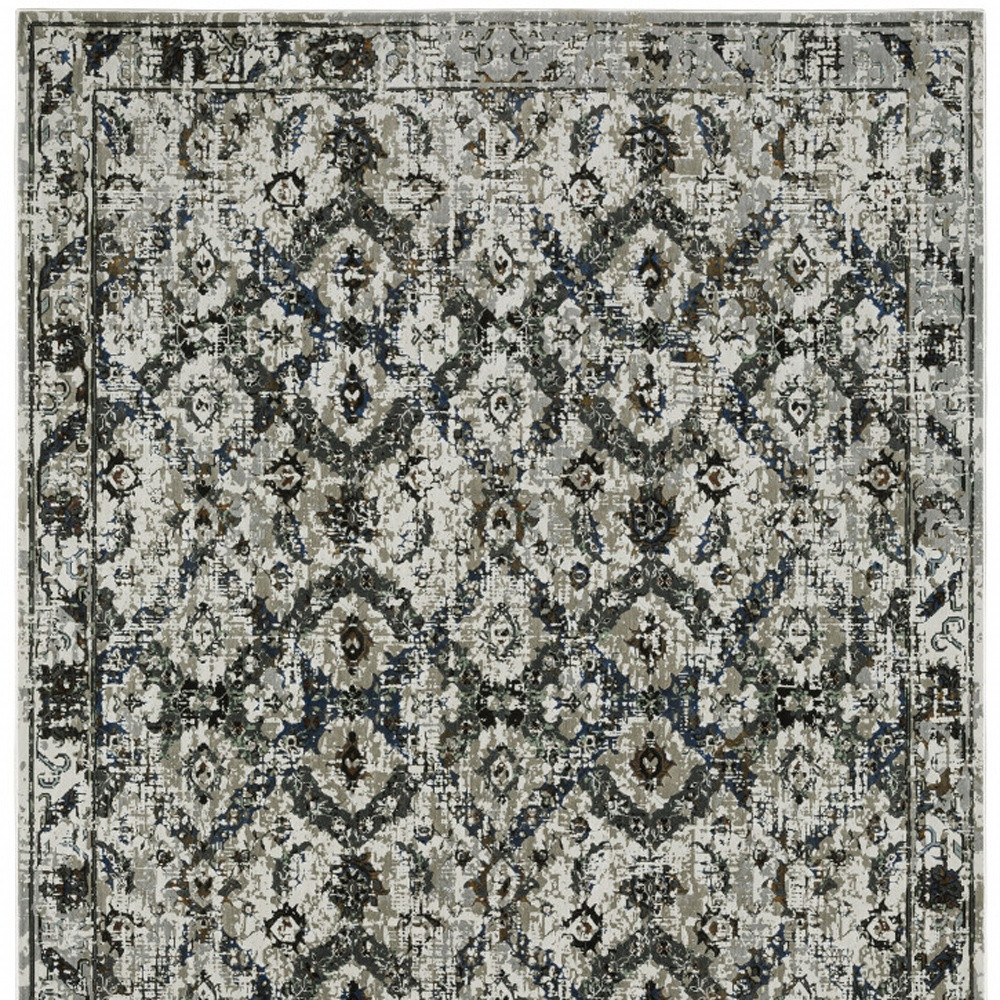 10" X 13" Black and Gray Oriental Power Loom Area Rug