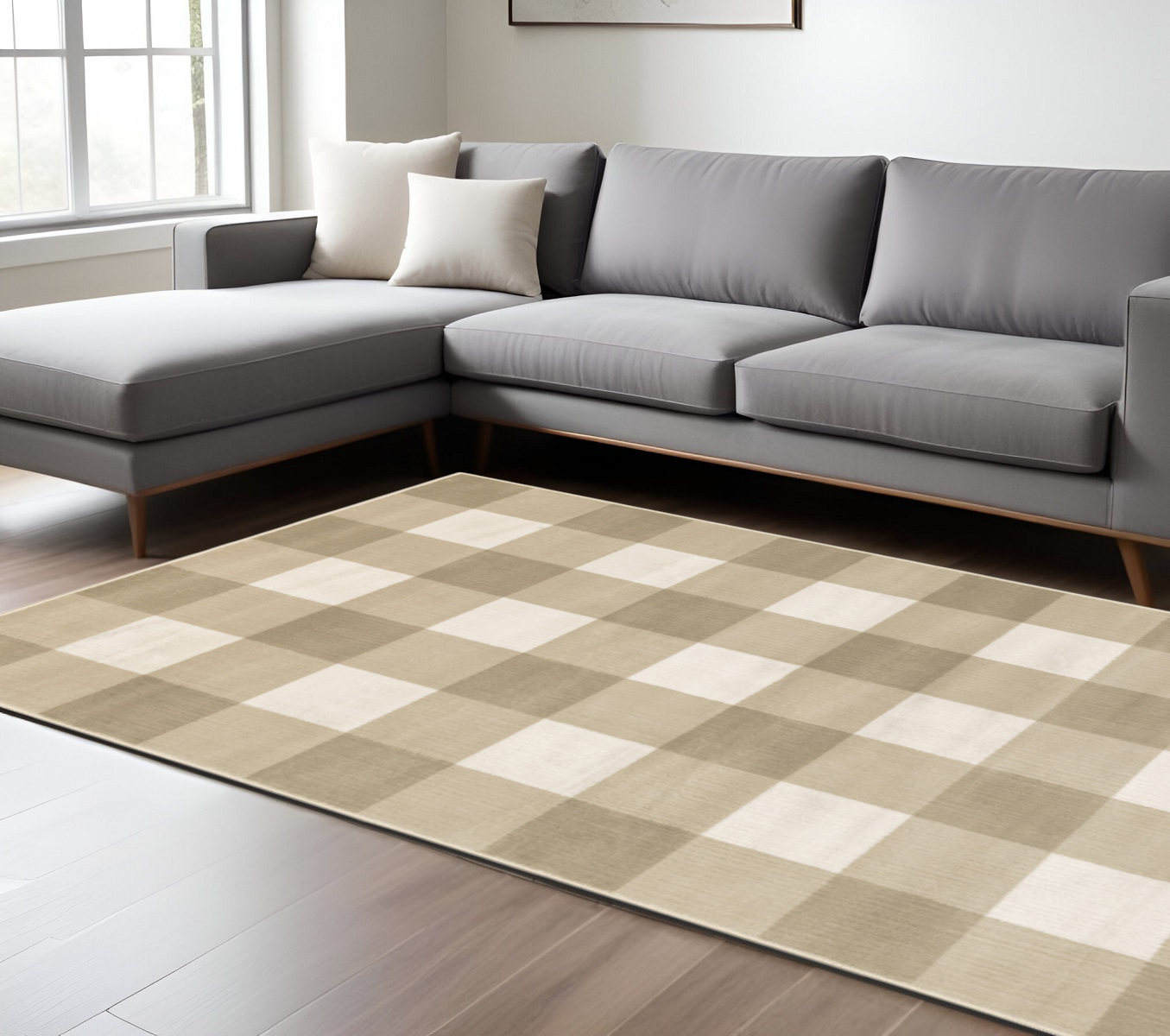 10' X 13' Beige And Ivory Geometric Distressed Area Rug-508951-1