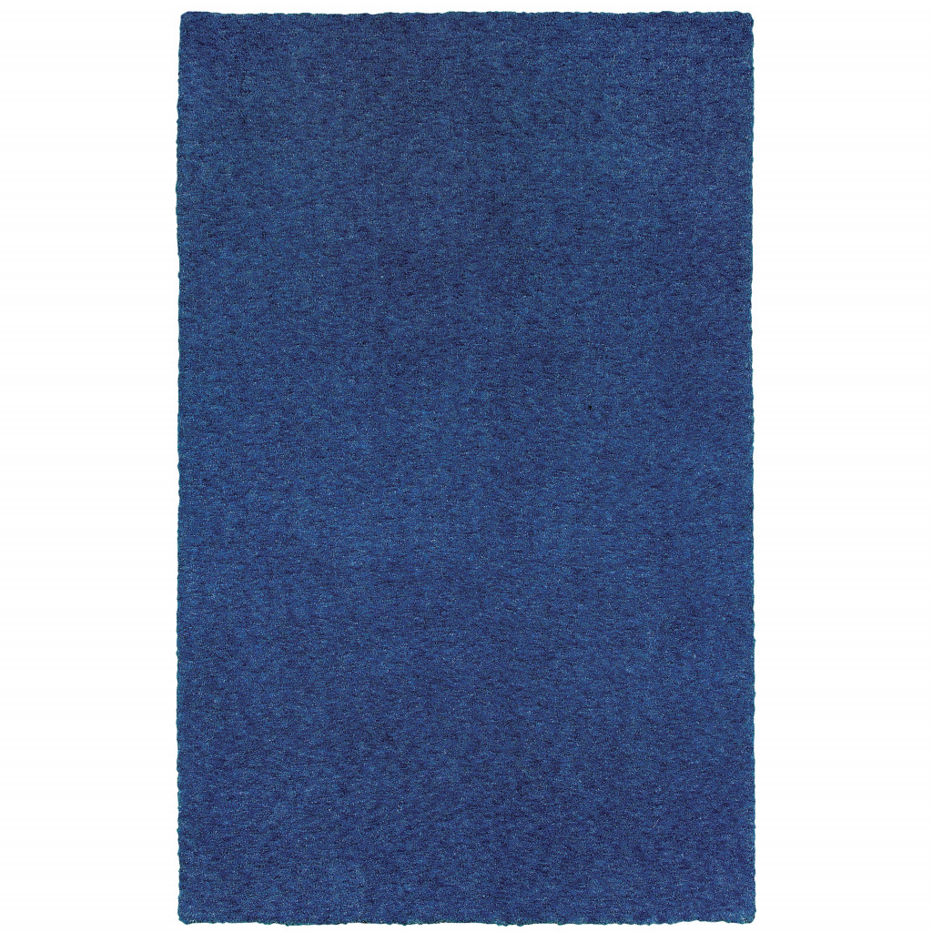 5 X 7 Deep Blue Shag Tufted Handmade Stain Resistant Area Rug