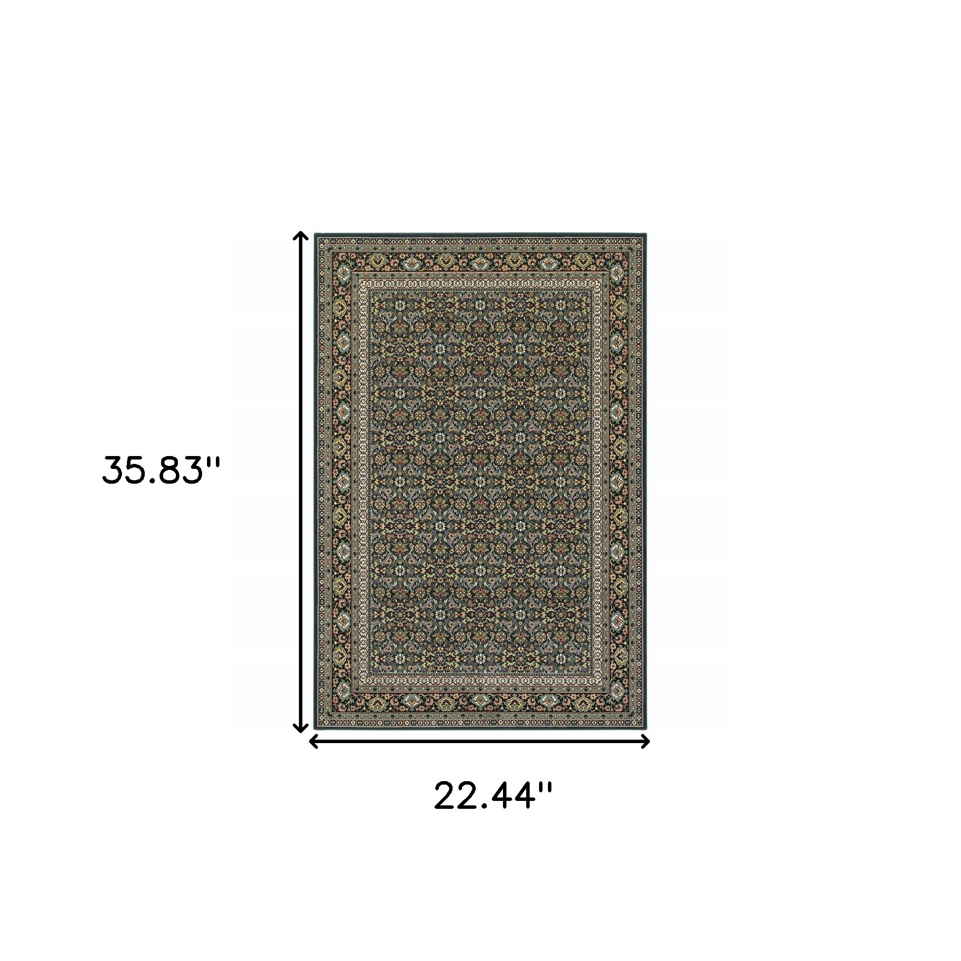 2" X 4" Navy Blue Oriental Power Loom Stain Resistant Area Rug