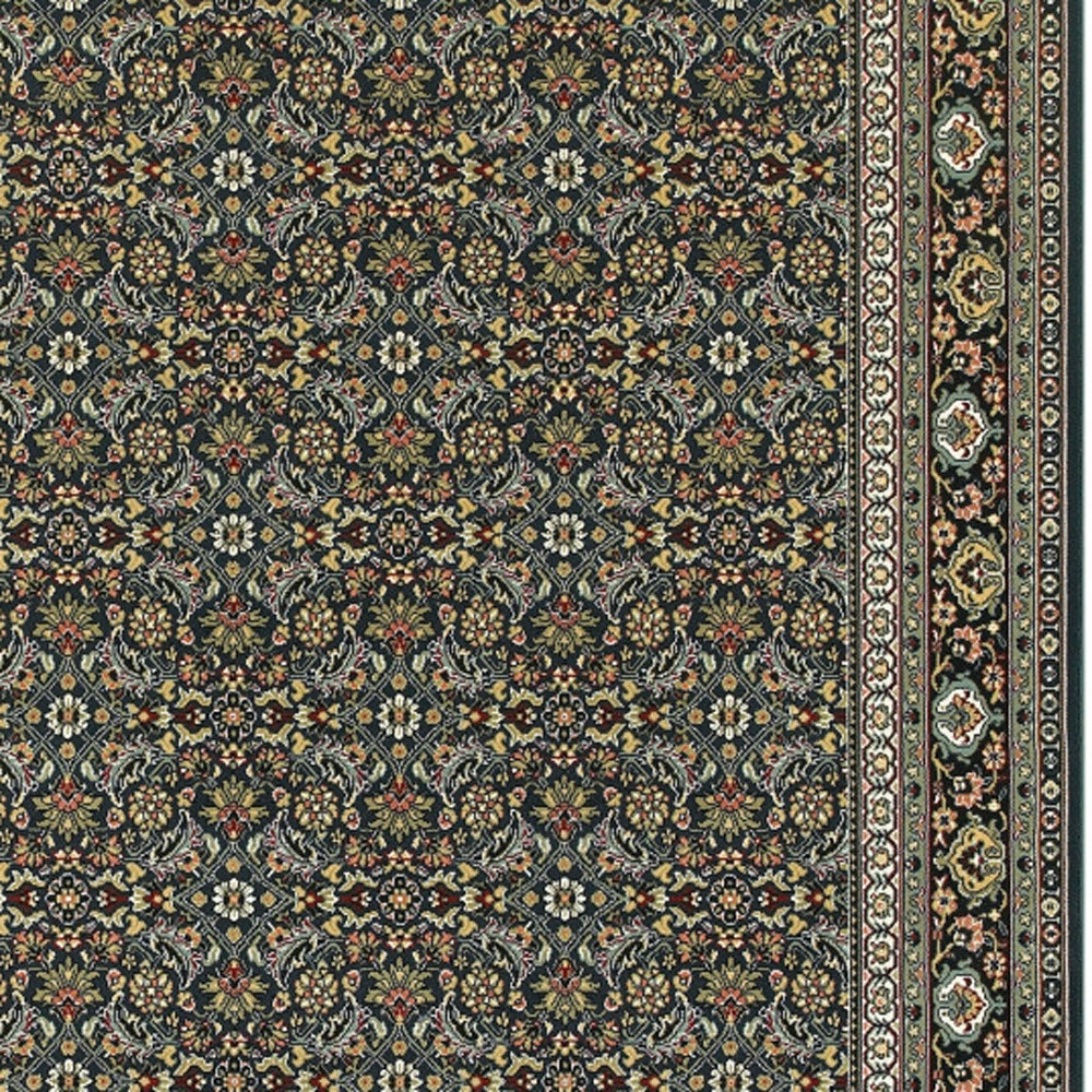2" X 4" Navy Blue Oriental Power Loom Stain Resistant Area Rug