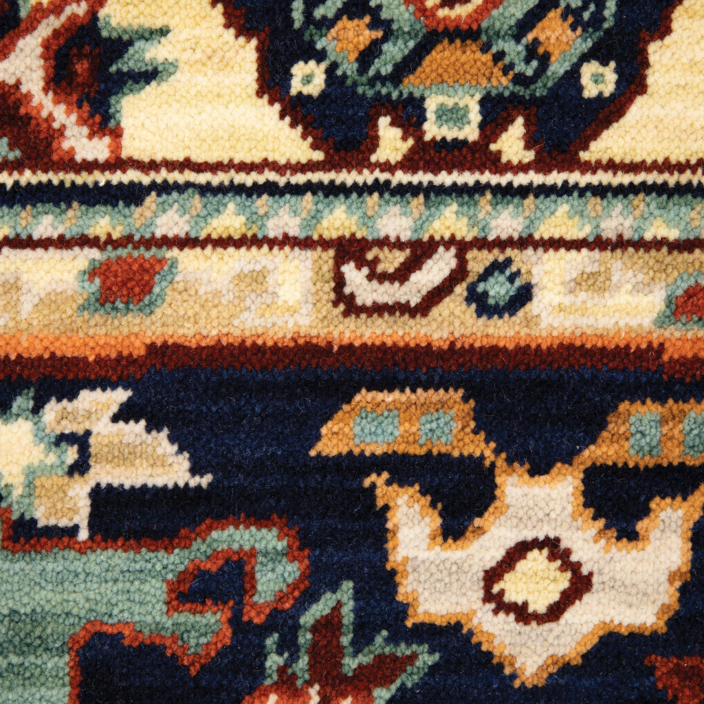 2" X 3" Red Blue Orange And Beige Oriental Power Loom Stain Resistant Area Rug With Fringe