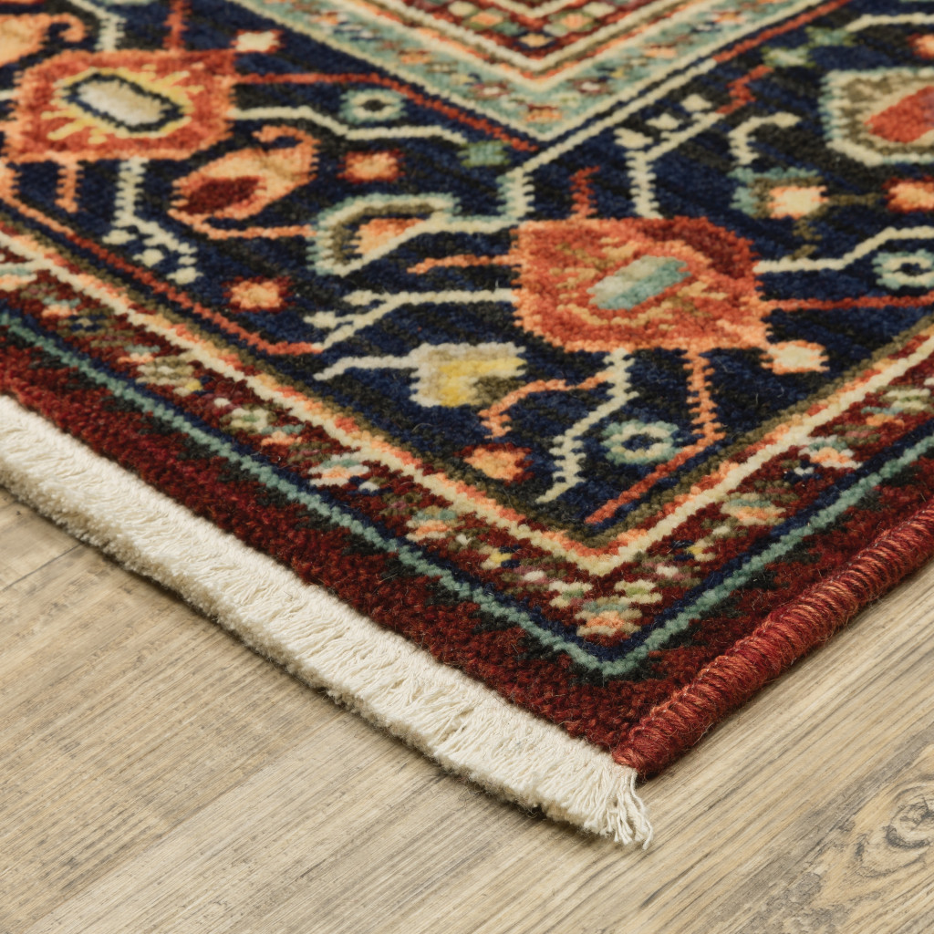 3" X 5" Blue and Red Oriental Power Loom Area Rug