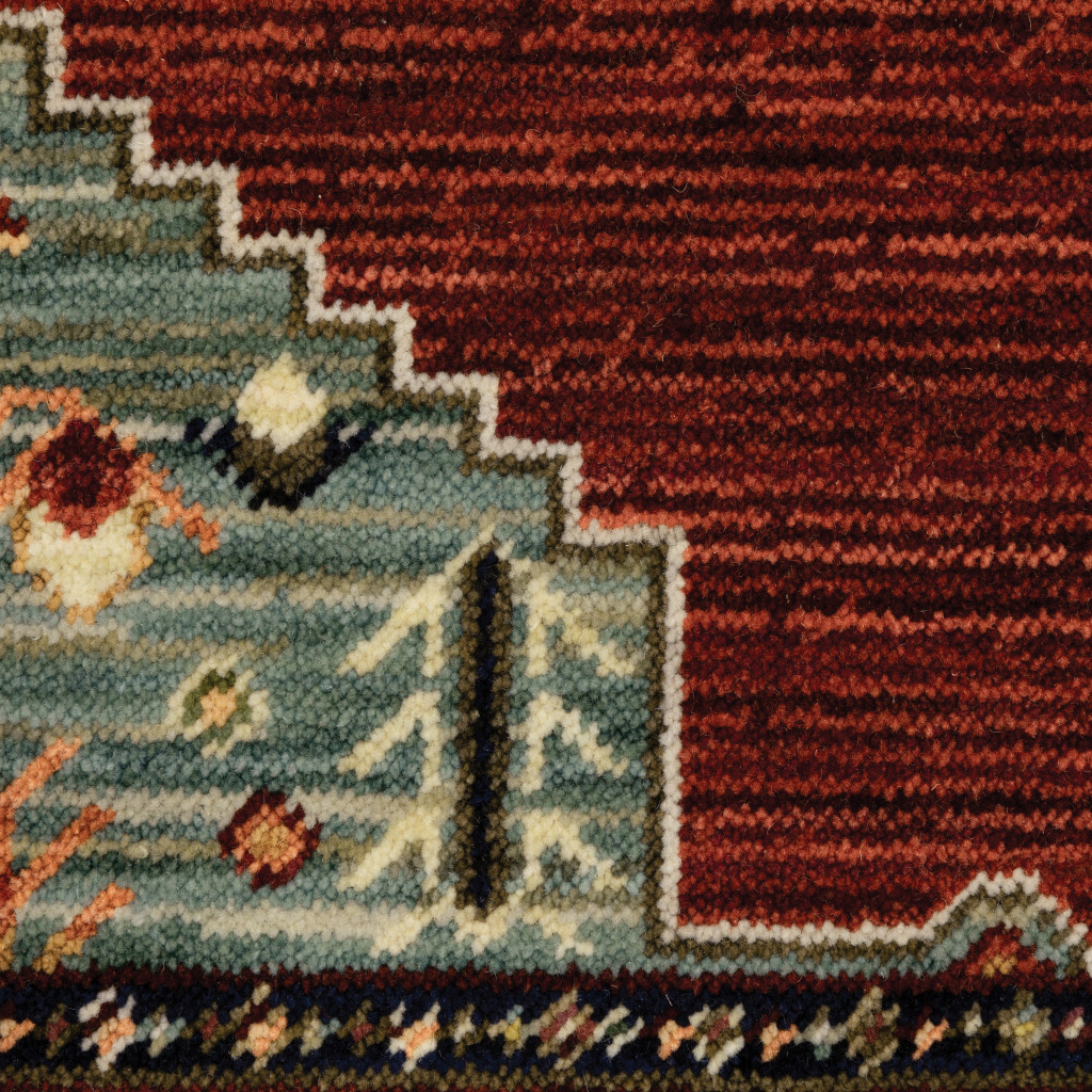 3" X 5" Blue and Red Oriental Power Loom Area Rug