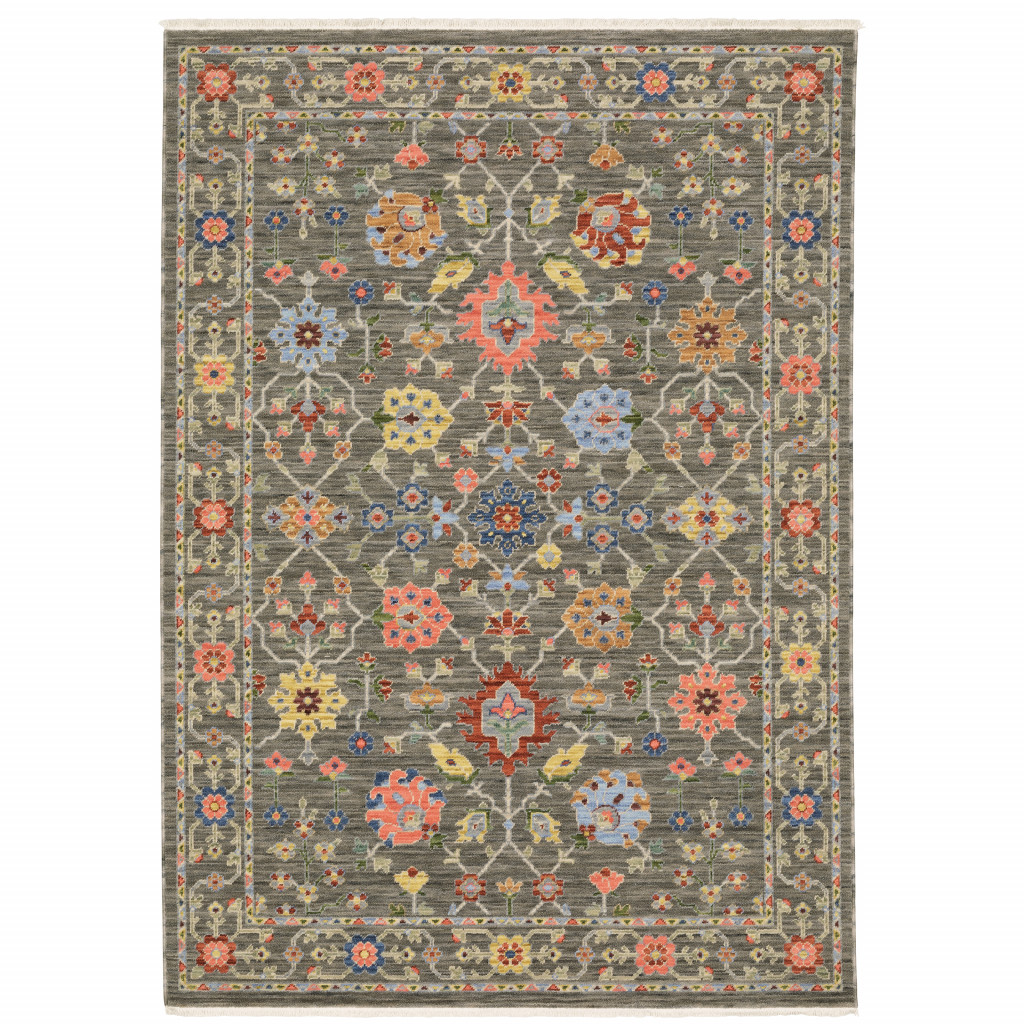2" X 3" Blue and Gray Oriental Power Loom Area Rug