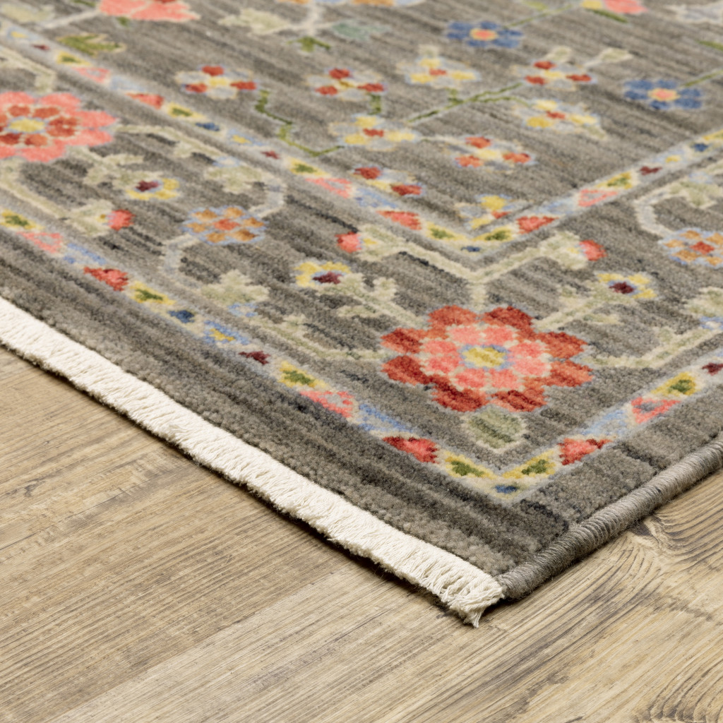 2" X 3" Blue and Gray Oriental Power Loom Area Rug