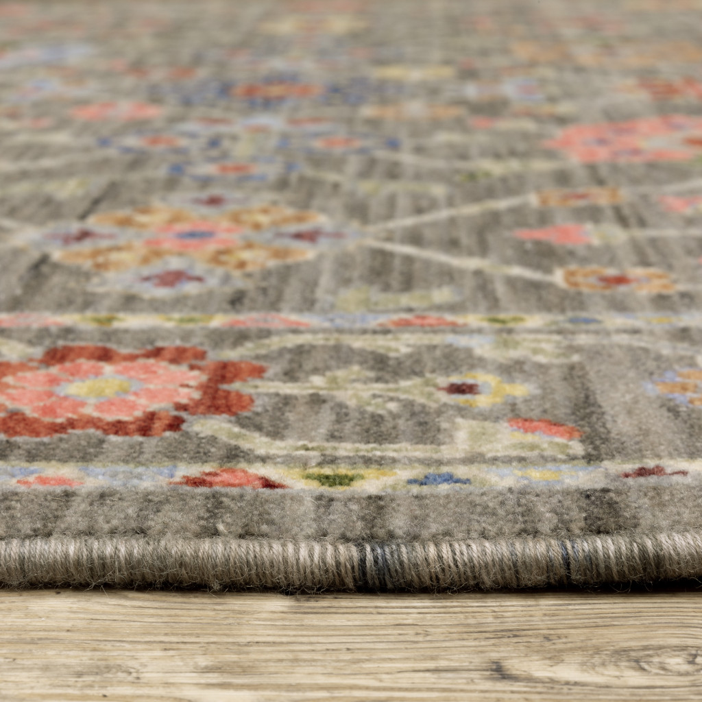 2" X 3" Blue and Gray Oriental Power Loom Area Rug