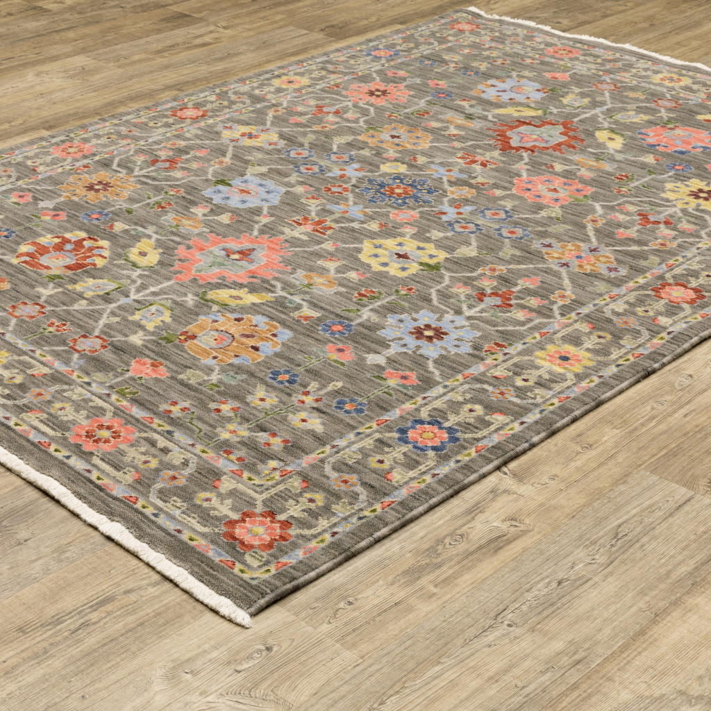 2" X 3" Blue and Gray Oriental Power Loom Area Rug